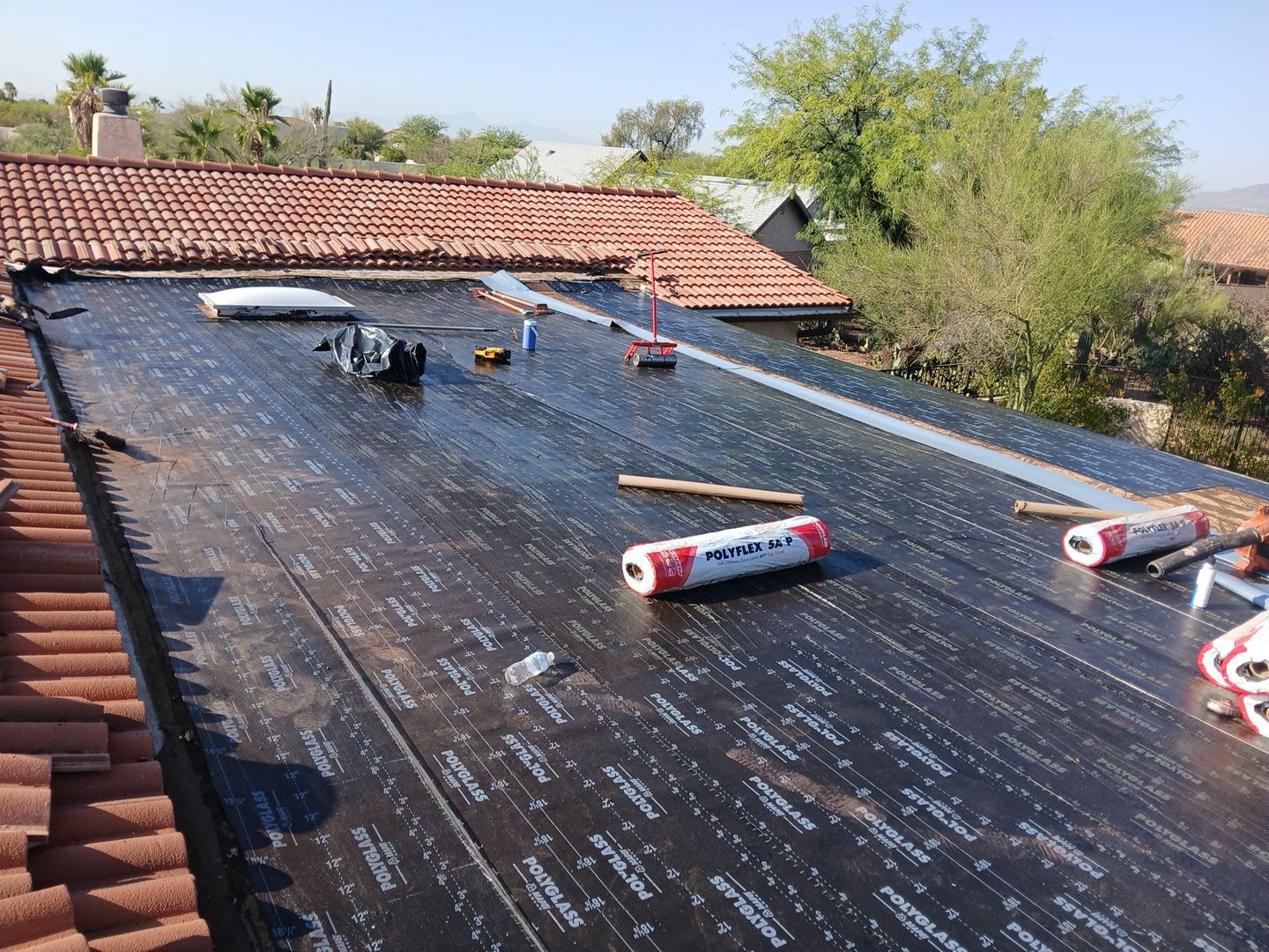 Residential Tile Roof Restoration and Low Slope Membrane Replacement in Tucson by West Coast Roofing AZ