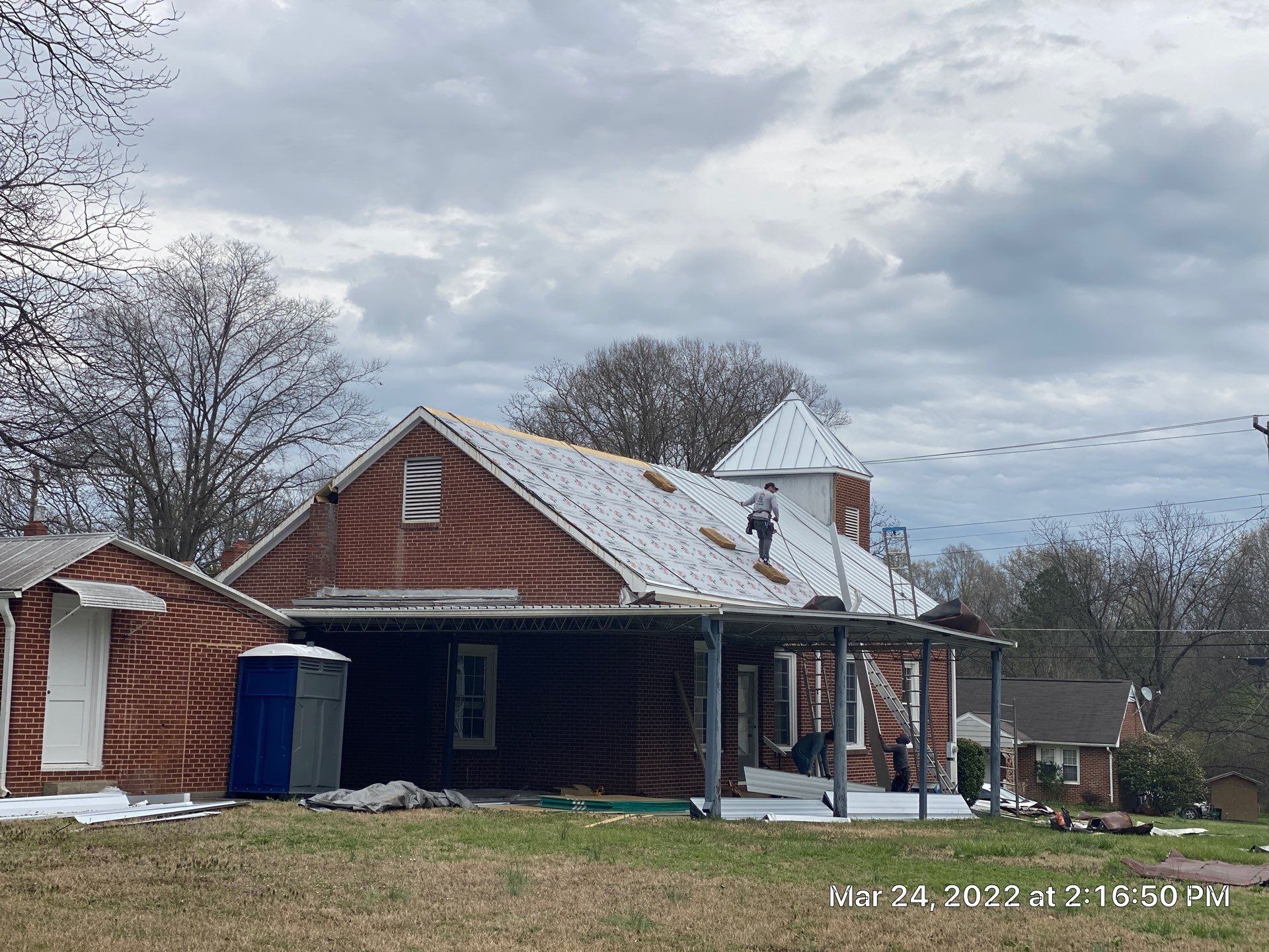 Primitive Baptist Church using Standing Seam Metal by Just In Time Roofing and Restoration