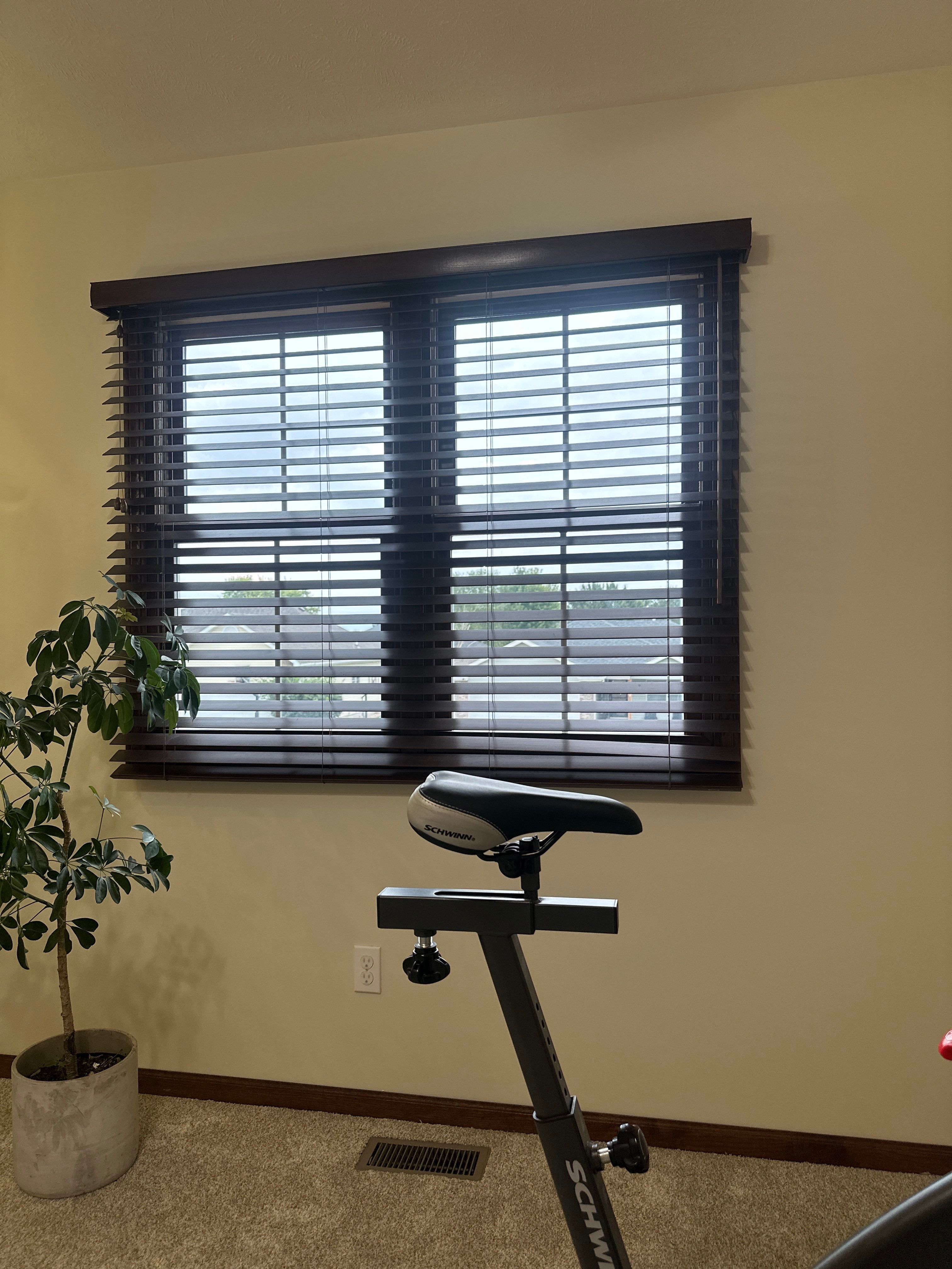Custom Dark Wood Blind Installation for Lincoln Home Office by CompanyCam Sales Demo