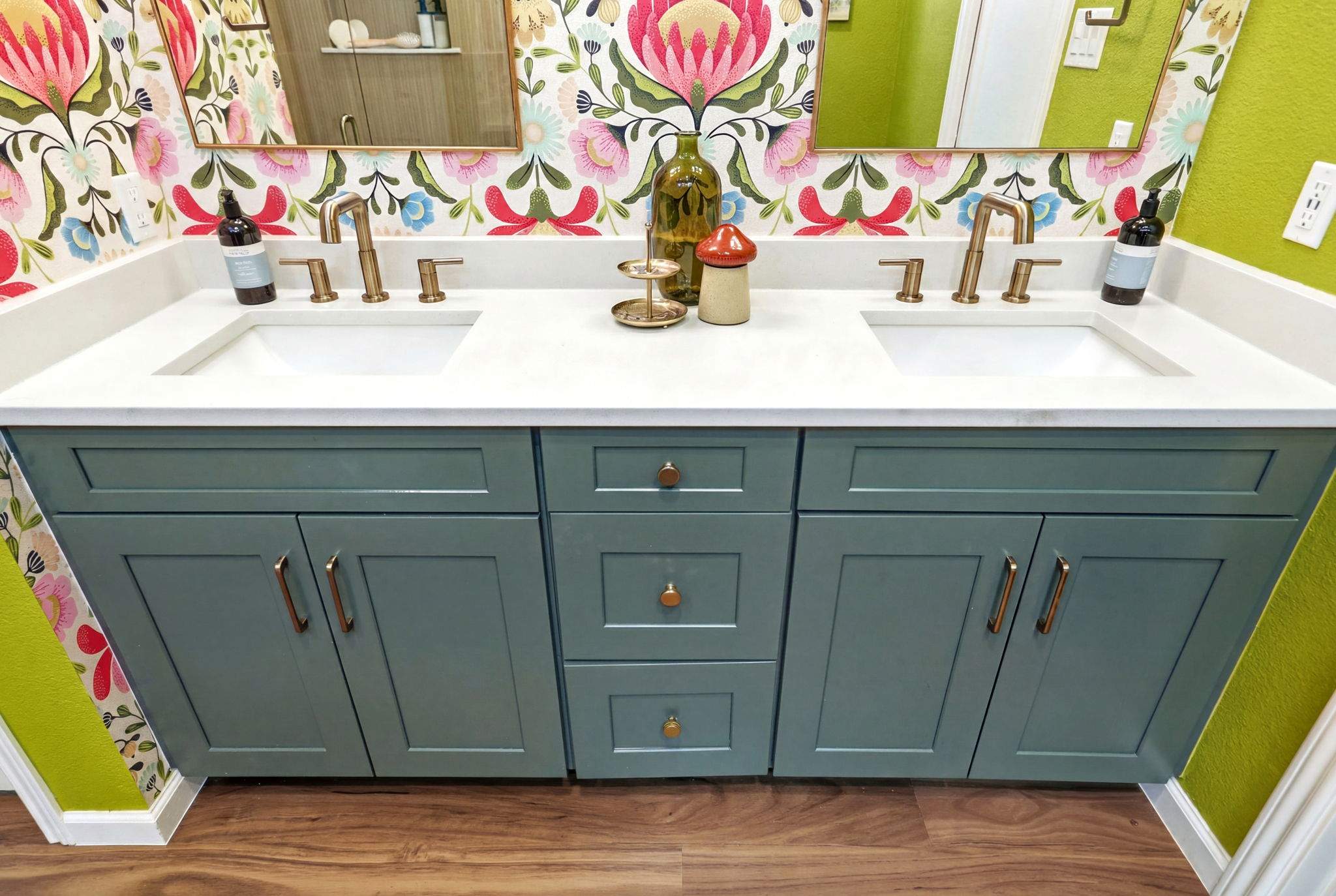 Bold & Colorful Bathroom Remodel | Custom Shower & Statement Wallpaper | San Antonio by Legacy Bath and Kitchen