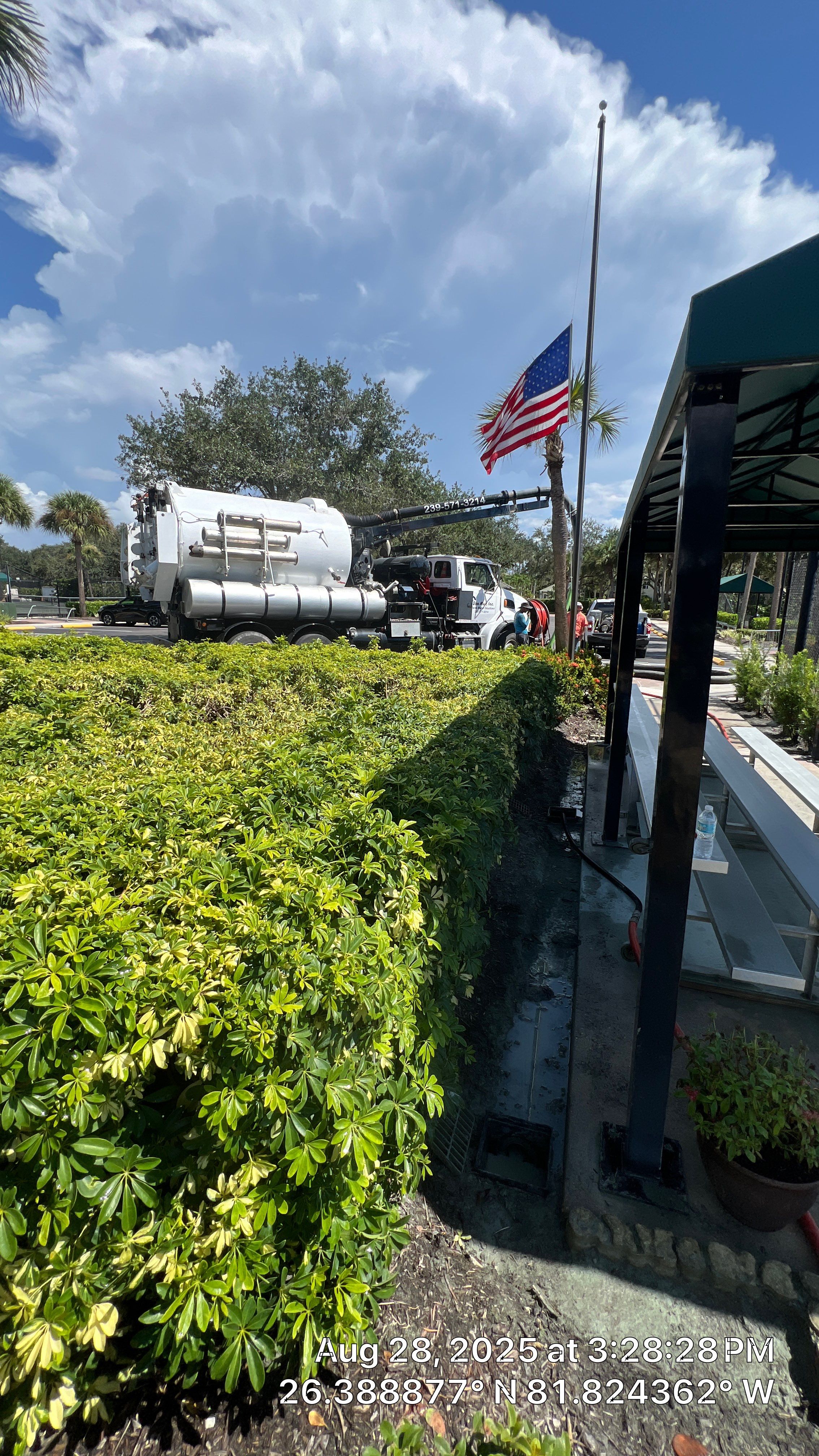 Pelican Landing Tennis Court Catch Basin Cleaning by APS Power & Water
