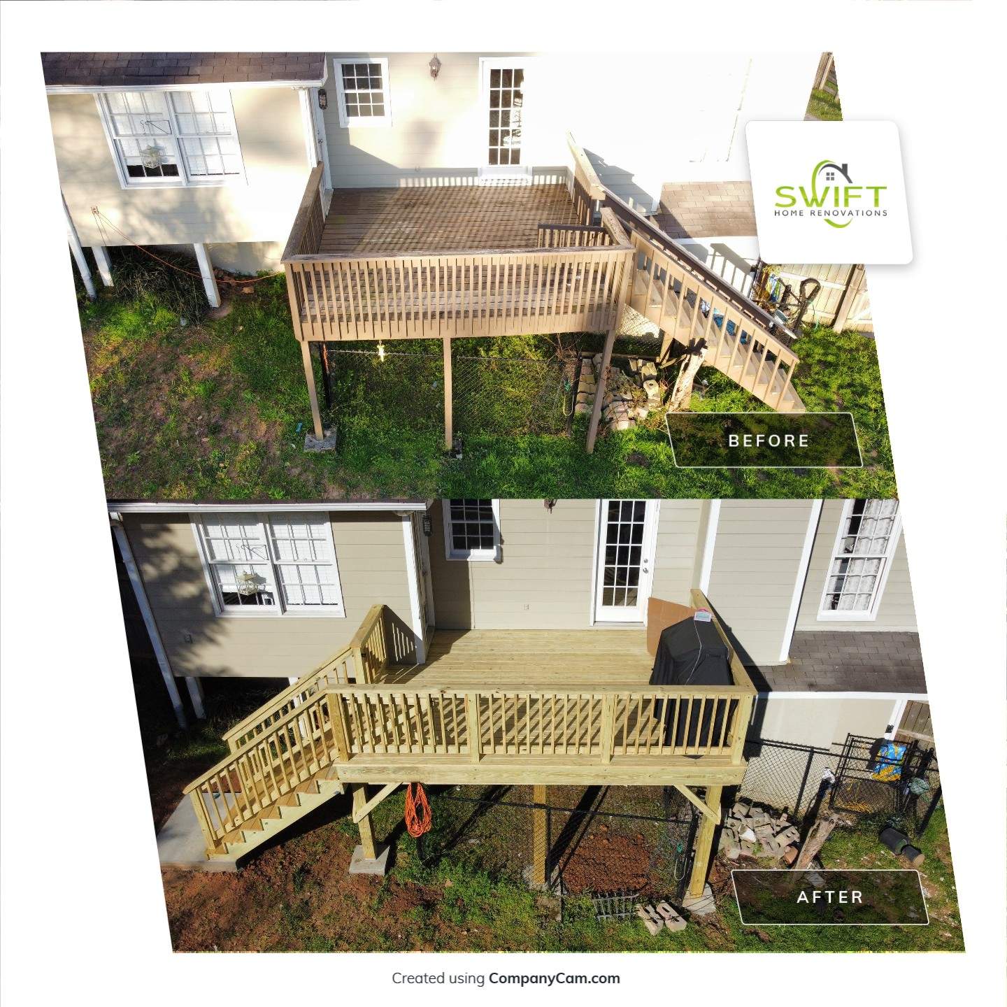 Elevated Pressure-Treated Wood Deck Replacement in Marietta by Swift Home Renovations