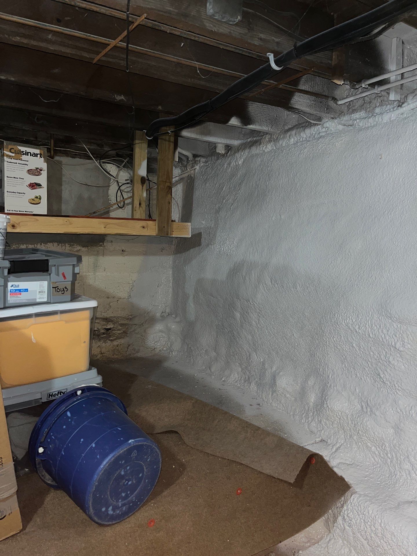 Basement Exterior Walls using Closed Cell Spray Foam by NYS Foam & Energy