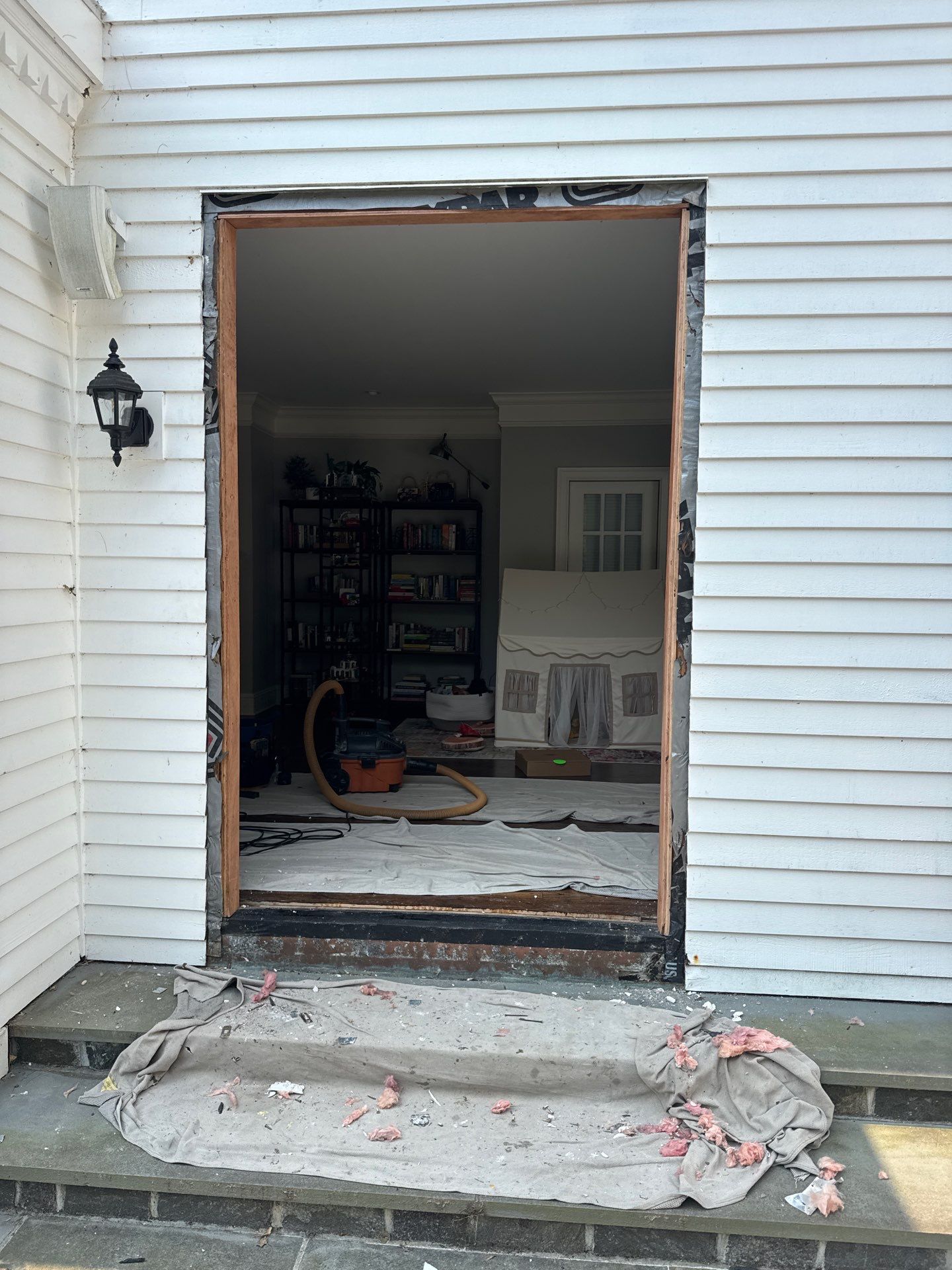 Patio Door Installation Using Infinity by Marvin Patio Door by DiGiorgi Roofing and Siding Inc