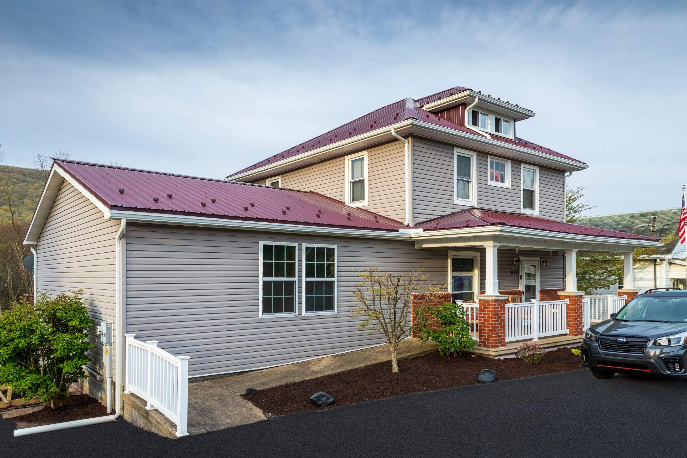 Metal Roof-burgundy by Esh Builders