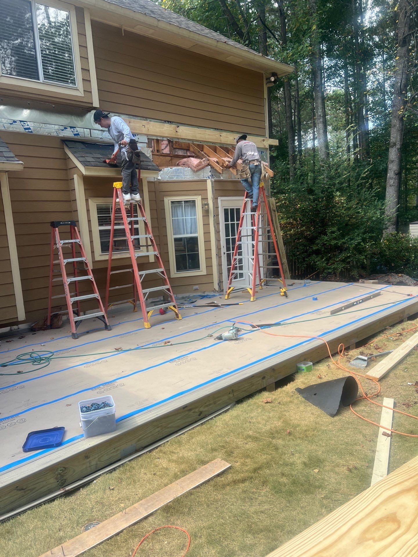 Trex Deck Build, Shed Roof Porch Install, and Door Replacement in Alpharetta, GA by Nelson Exteriors