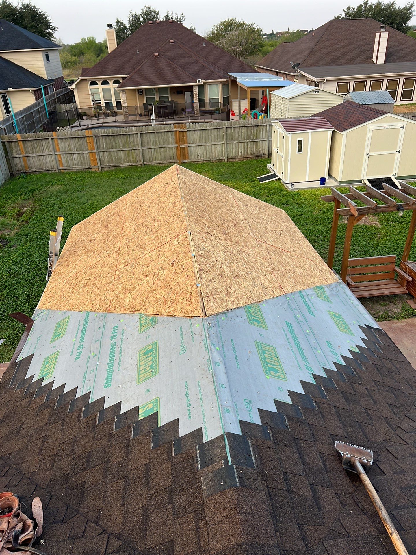 Back Yard Shade by Bayfront Roofing and Construction