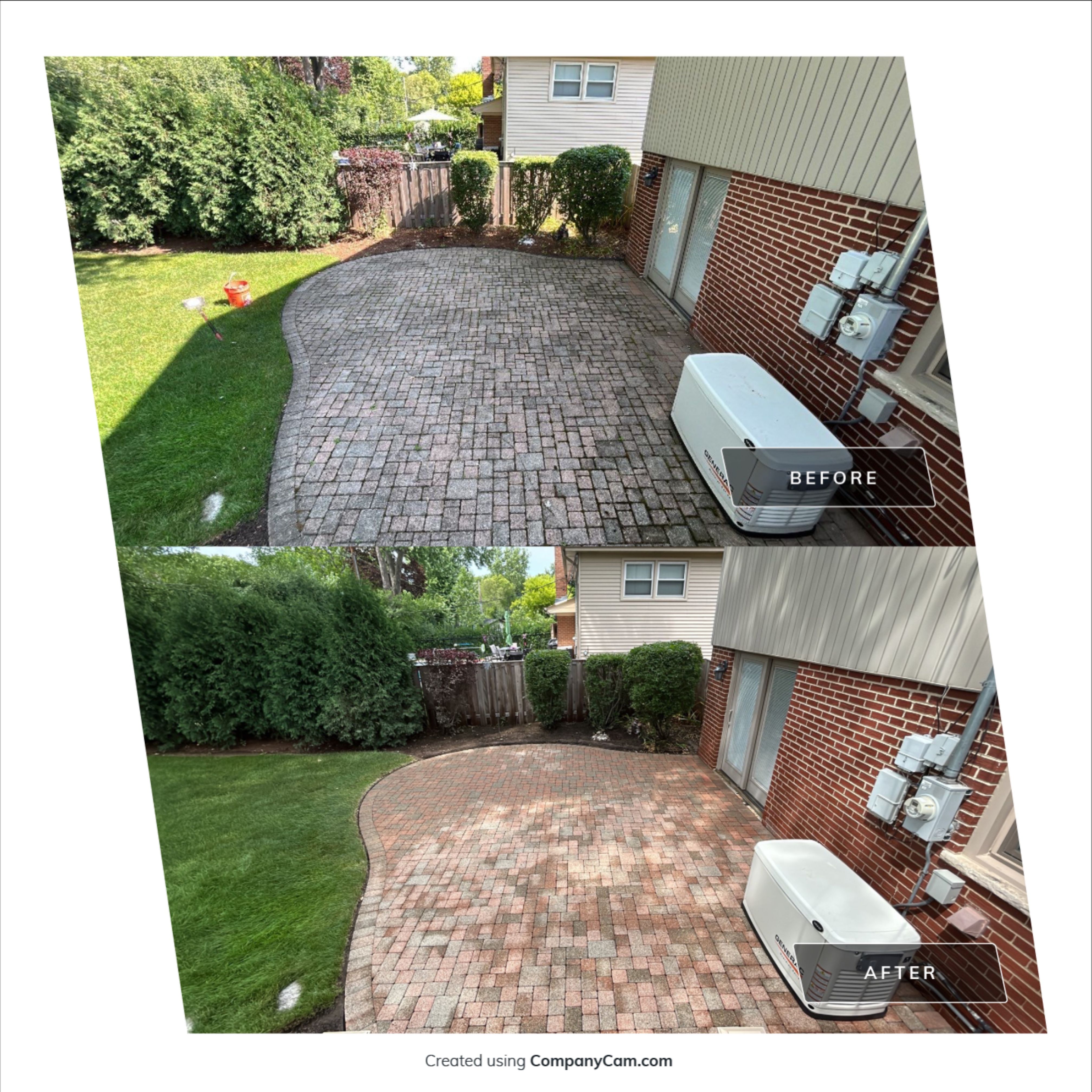 Brick paver clean, sand and seal. using Algaecide, soft wash soap by Northern Power Washing LLC.