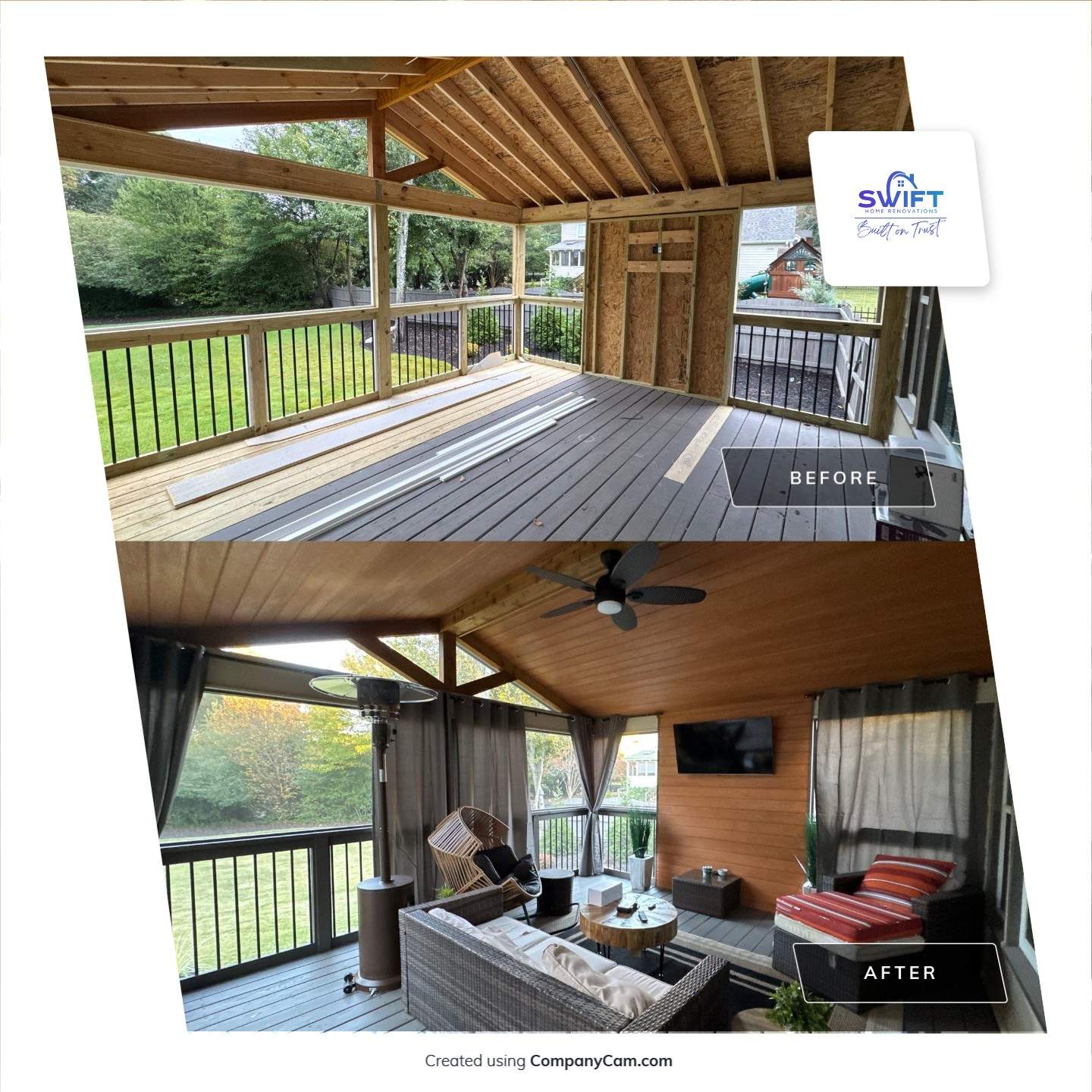 Custom Multi-Level Composite Deck and Screened-In Porch in Marietta by Swift Home Renovations