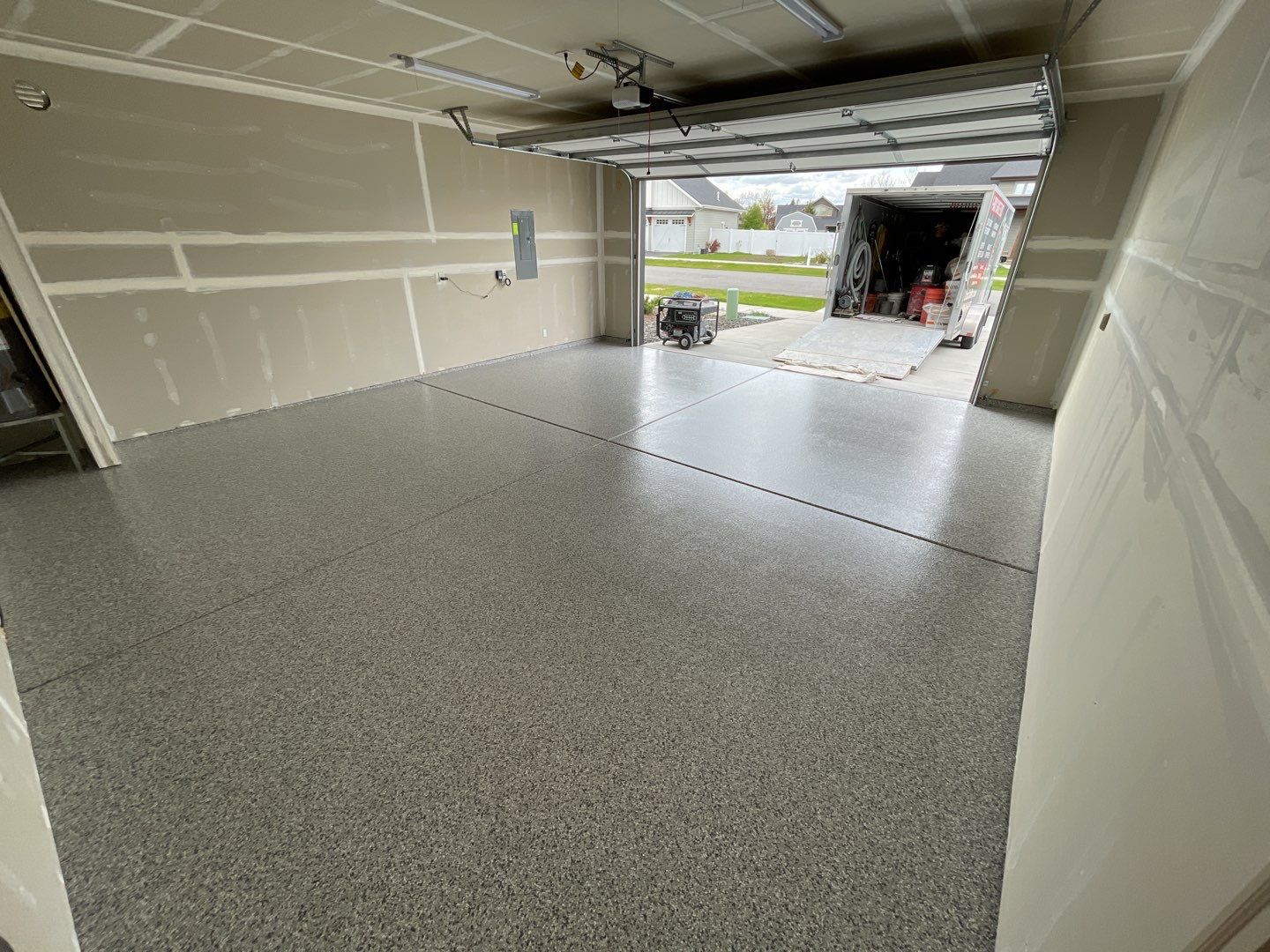 Garage Transformation using Slate Stone by Croc Coatings, LLC