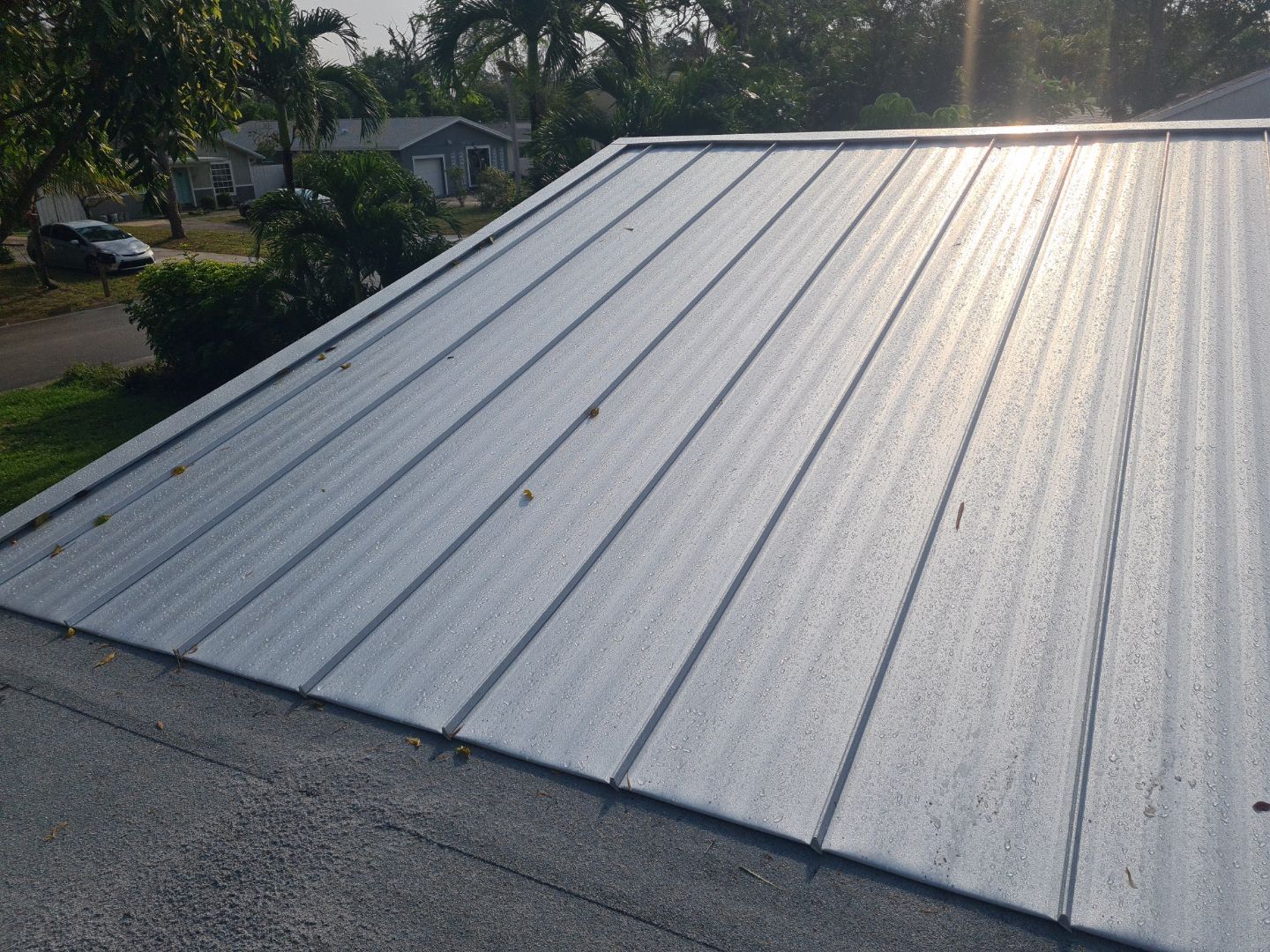 Residential Roofing Installation using 1" Nail strip metal roof by BLUES BROTHERS ROOFING
