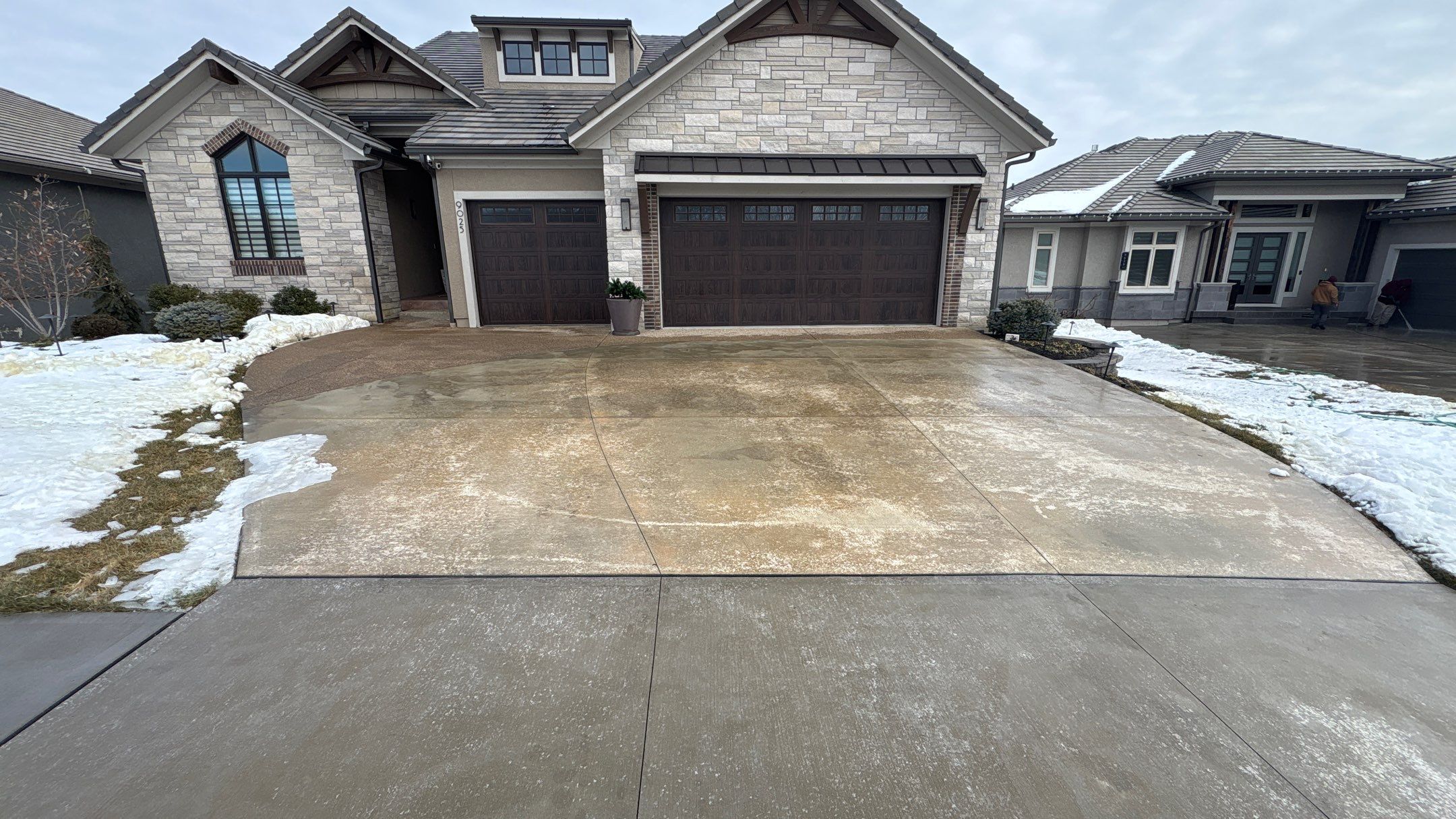 Two-Tone Driveway Resurface - Olathe, KS by Big Red Decorative Concrete, LLC