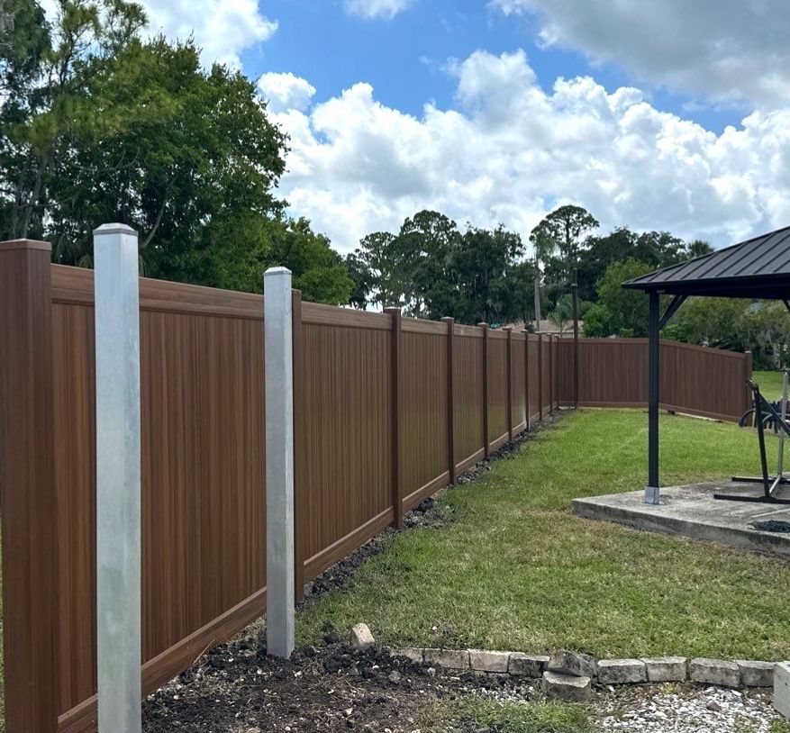 Vinyl Privacy Fence using 6Ft Professional Grade Mocha Walnut Privacy Fence by Asap fence and gates, LLC