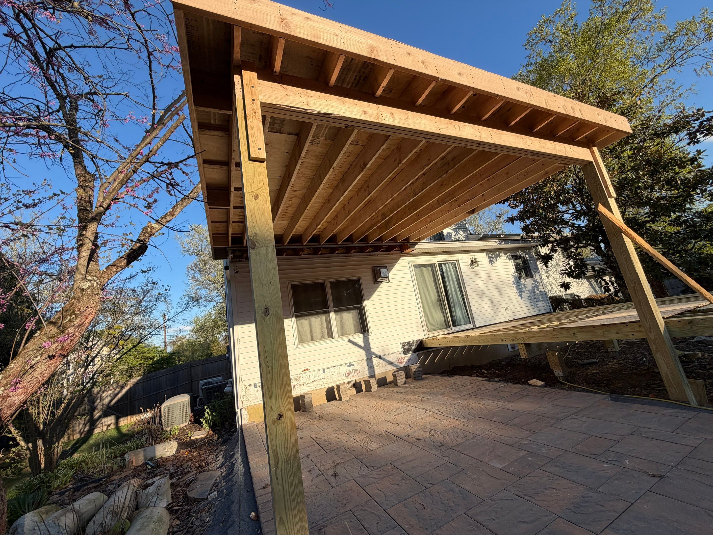 Deck Resurface with an add on roof in Princenton by deck guardian