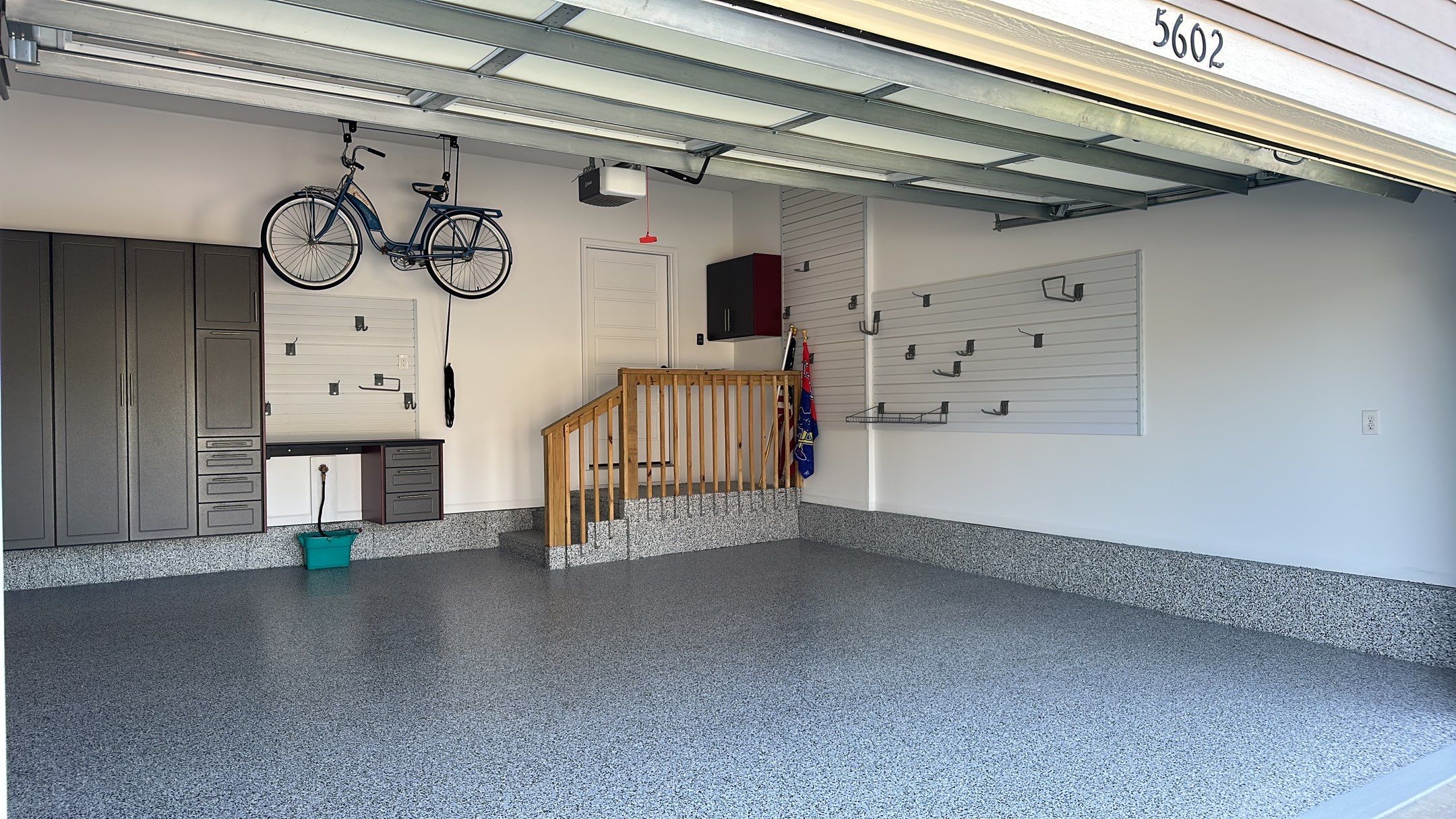 Sandy S. transformed her garage with a Banner Garage Floor and a cabinets by Banner Garage