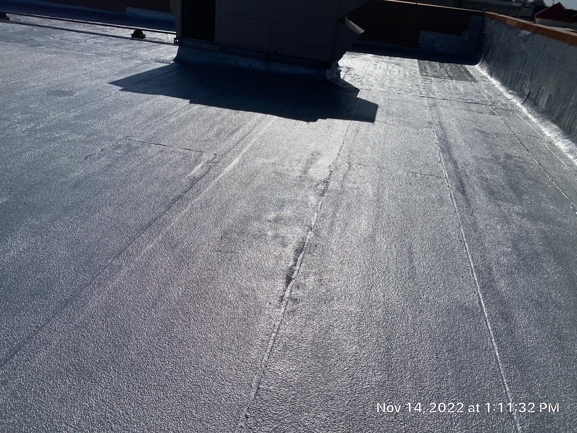 Commercial Coating using Poly Urerthane and Silicone Coating by Just In Time Roofing and Restoration