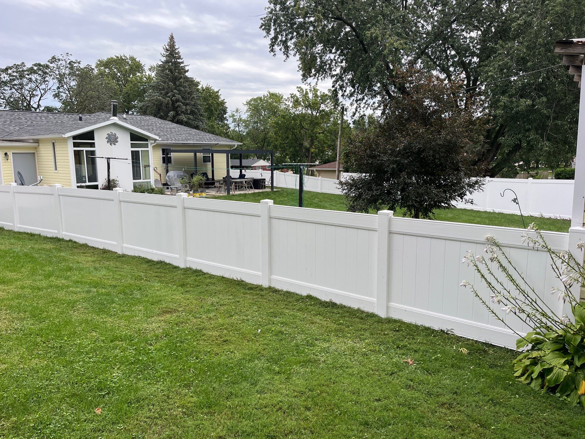 New White Vinyl Privacy Fence and Gate Installation in Waterloo by Perfect Picket Fence and Stain
