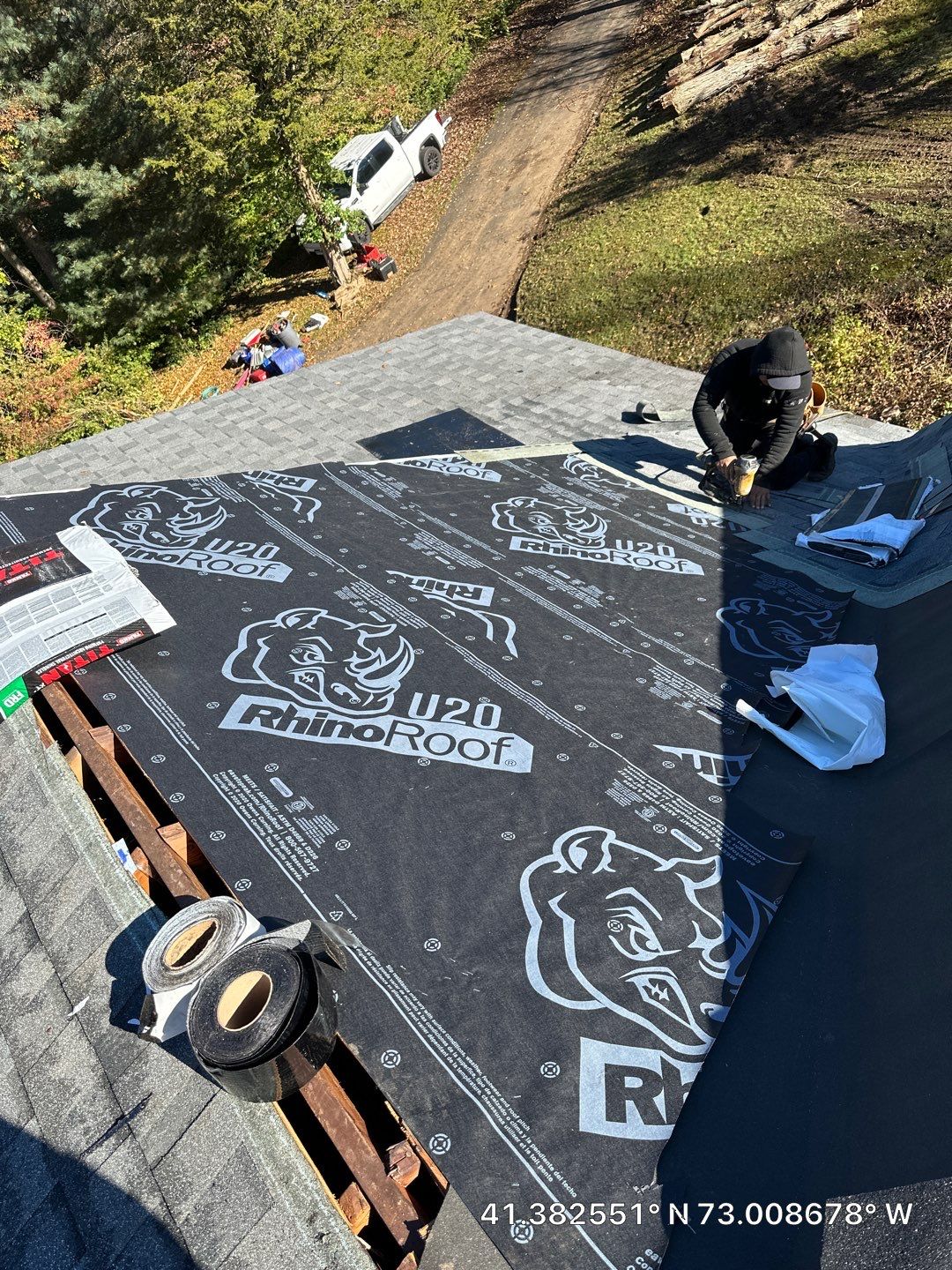 Residential Roofing Installation using Owens Corning TruDefinition Duration AR - Estate Gray & White Double 4 Siding by A Plus Exterior