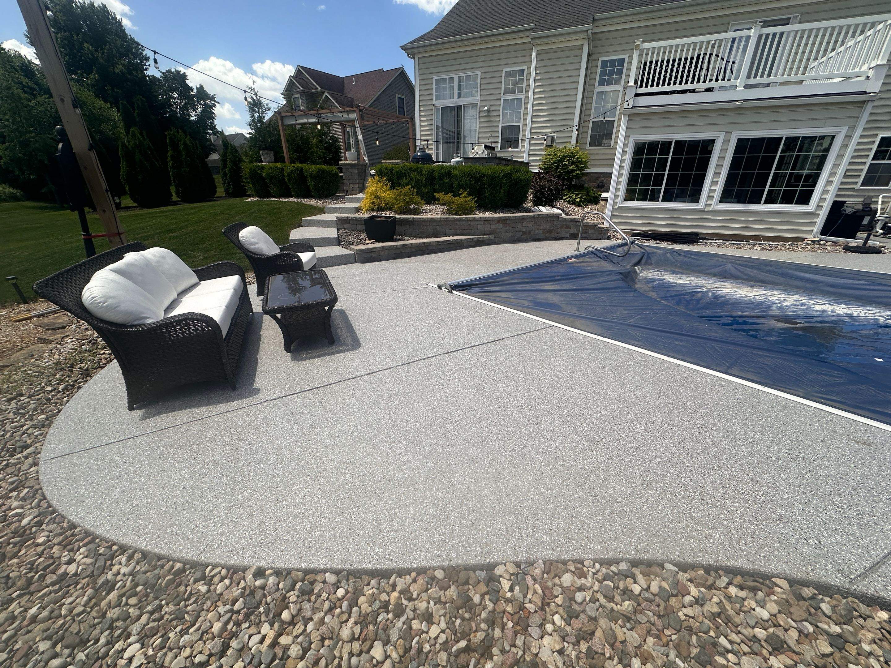Creekbed Pool Deck Coating by Level 10 Coatings