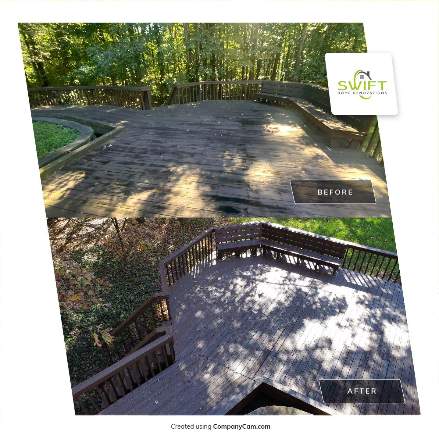 Multi-Level Wood Deck Staining and Refinishing in Duluth by Swift Home Renovations
