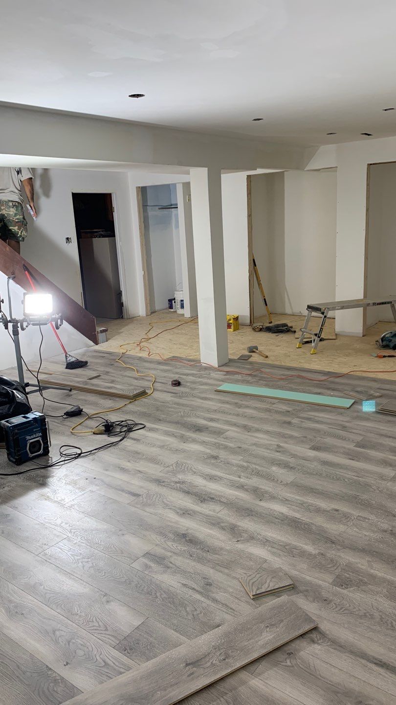 Basement rebuilt after flood by Eco-Nature Construction Inc.