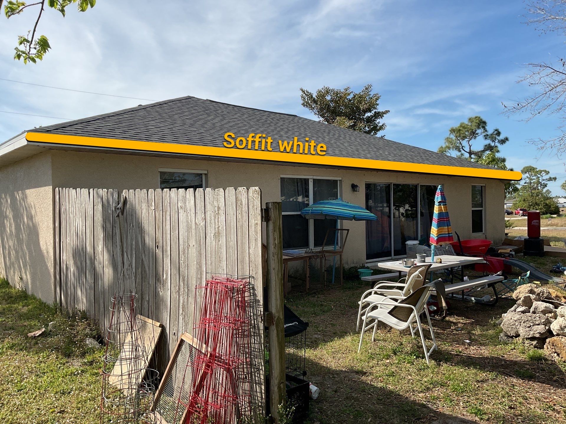White Seamless Gutters and Soffit Installation in Cape Coral FL by Gutter Professors