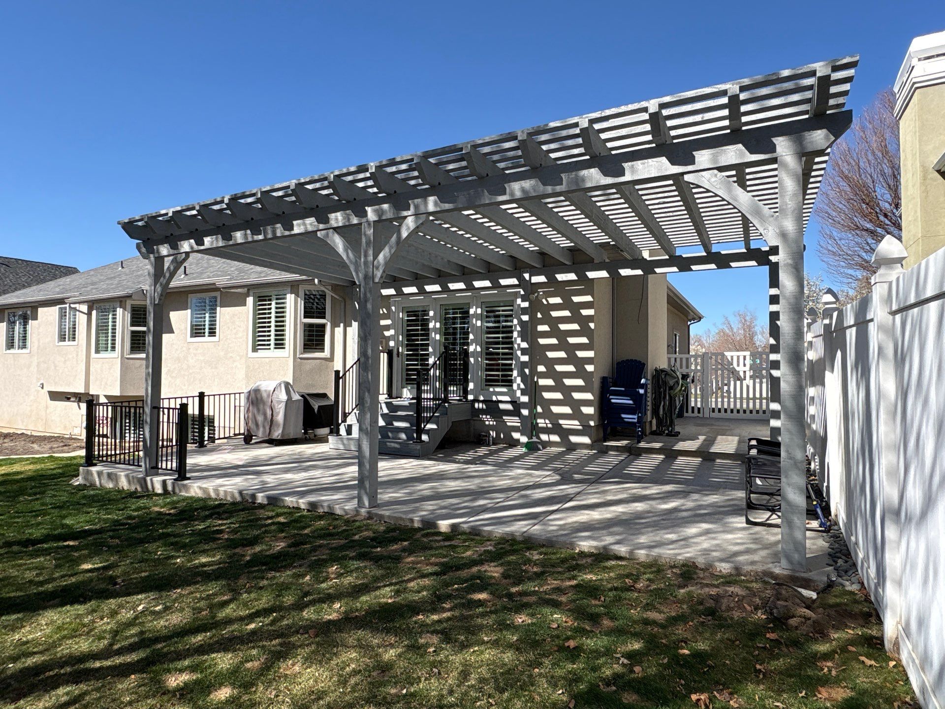 Patio Upgrade with Pergola and Railing by SAGE Decks