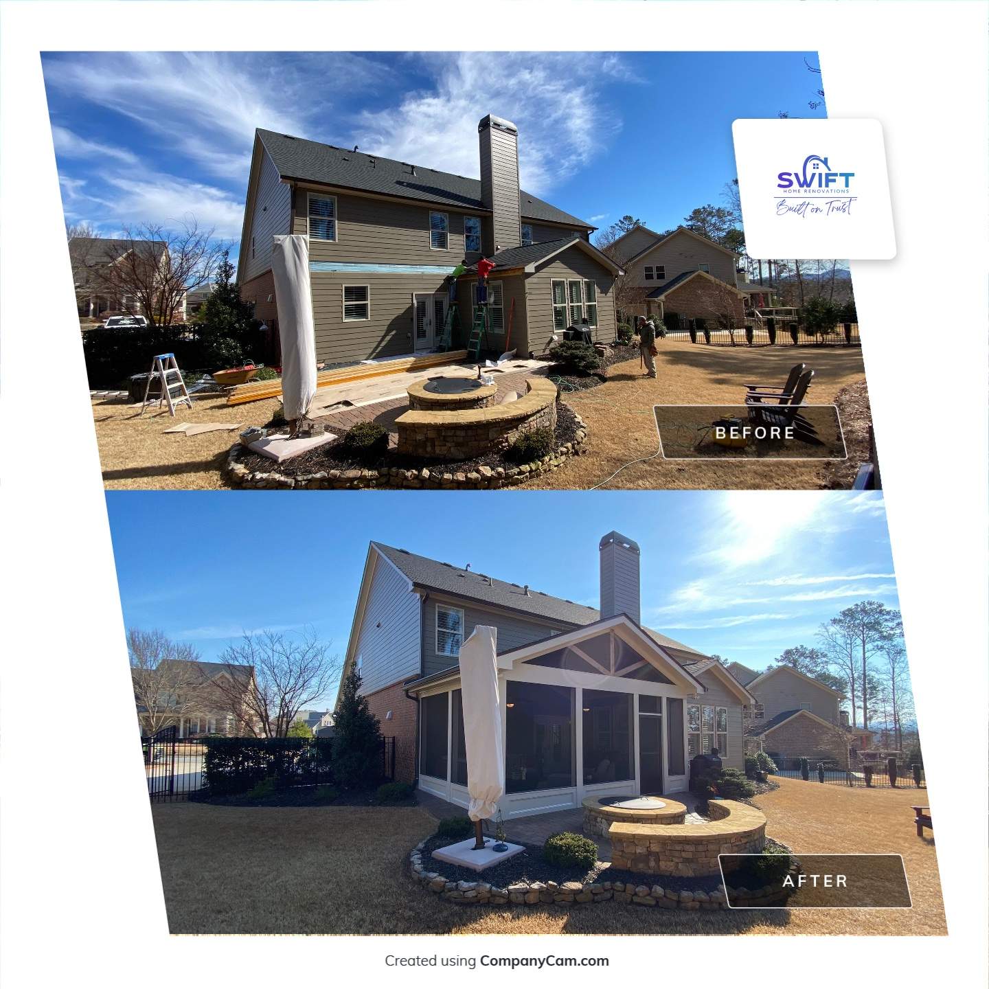 Custom Screened Porch Addition with Vaulted Wood Ceilings in Woodstock by Swift Home Renovations
