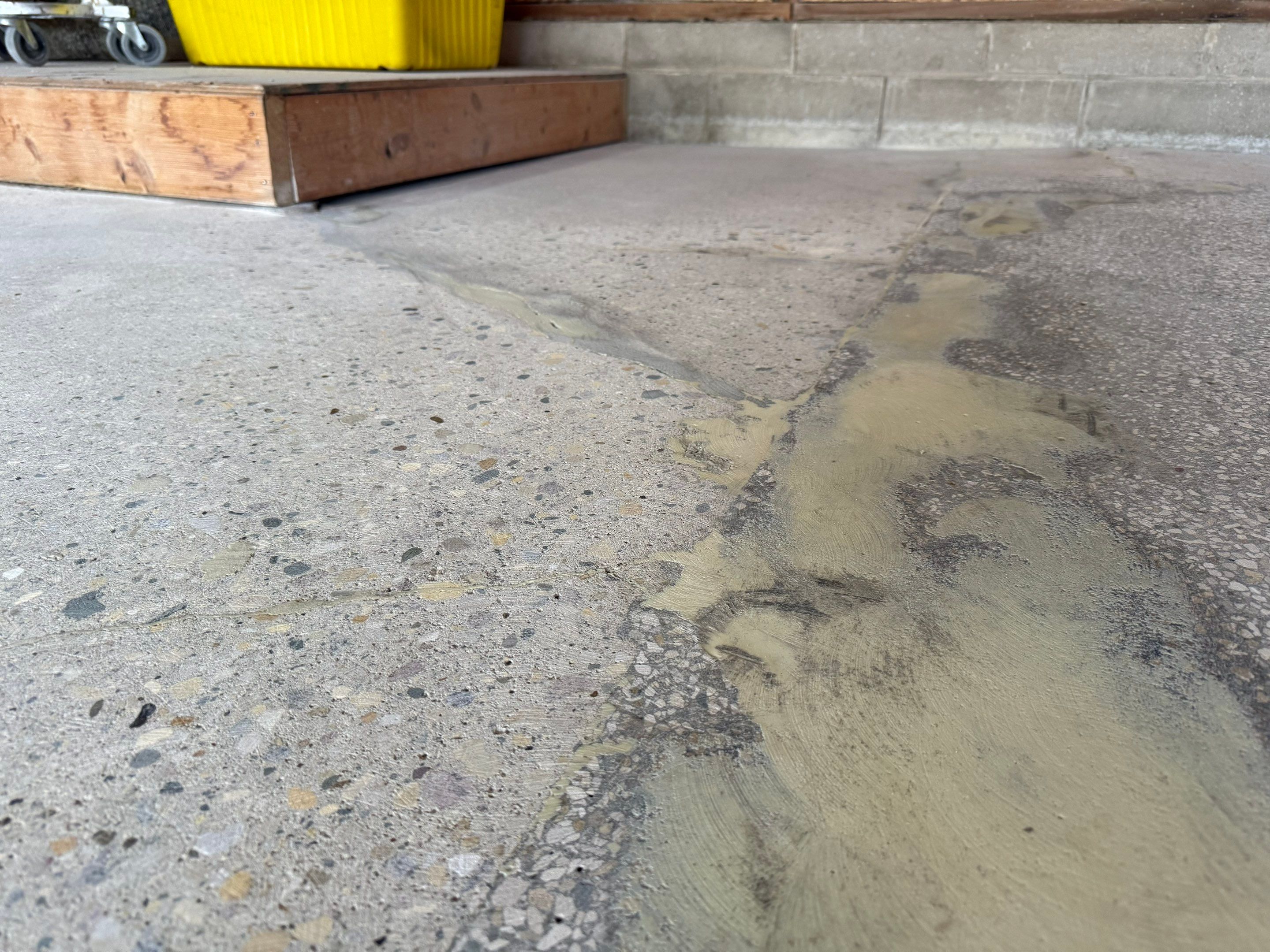 Multi-Colored Epoxy Garage Floor Coating and Concrete Stair Restoration by Select Painting, Coatings & Garage Cabinets