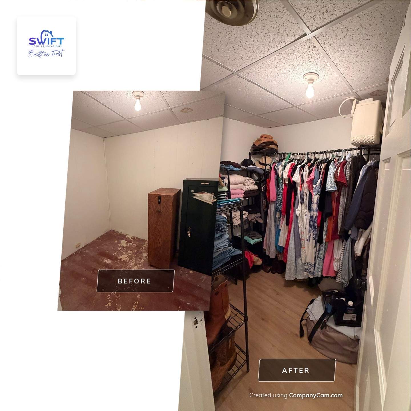 Basement Remodeling with Wood-Look Flooring and Custom Wainscoting in Dunwoody by Swift Home Renovations