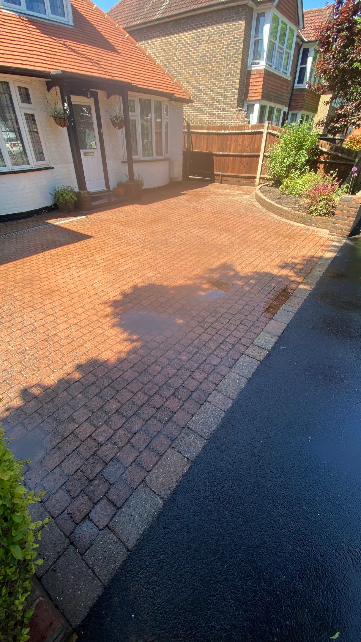Driveway And Patio Clean using Mosmatic FSC and Biocide by Ges Exterior Cleaning ltd