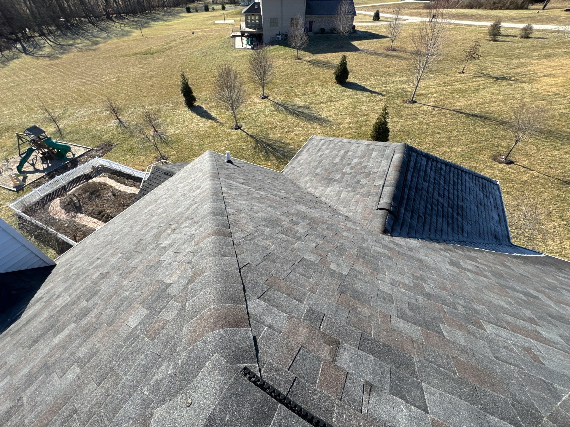 Residential Roofing Installation using Malarkey Vista AR Shingles (Black Oak) by Koontz Construction