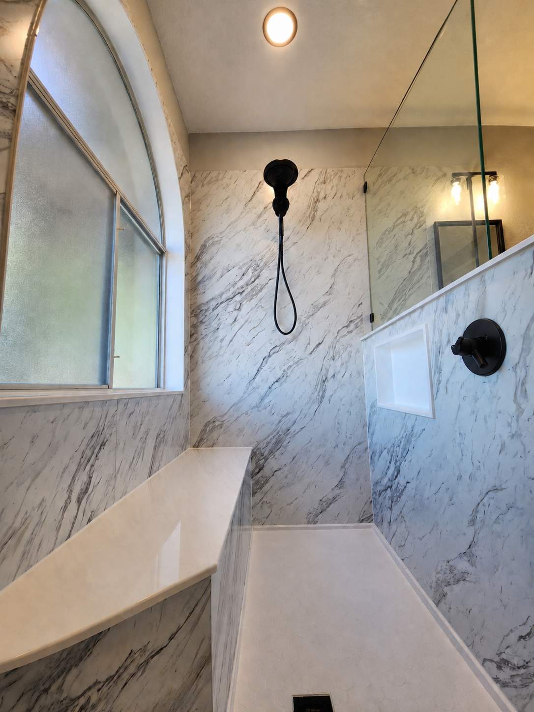 Cibolo Large Walk-In Shower Remodel with Hidden Niche and Smart Shower Controls by Legacy Bath and Kitchen