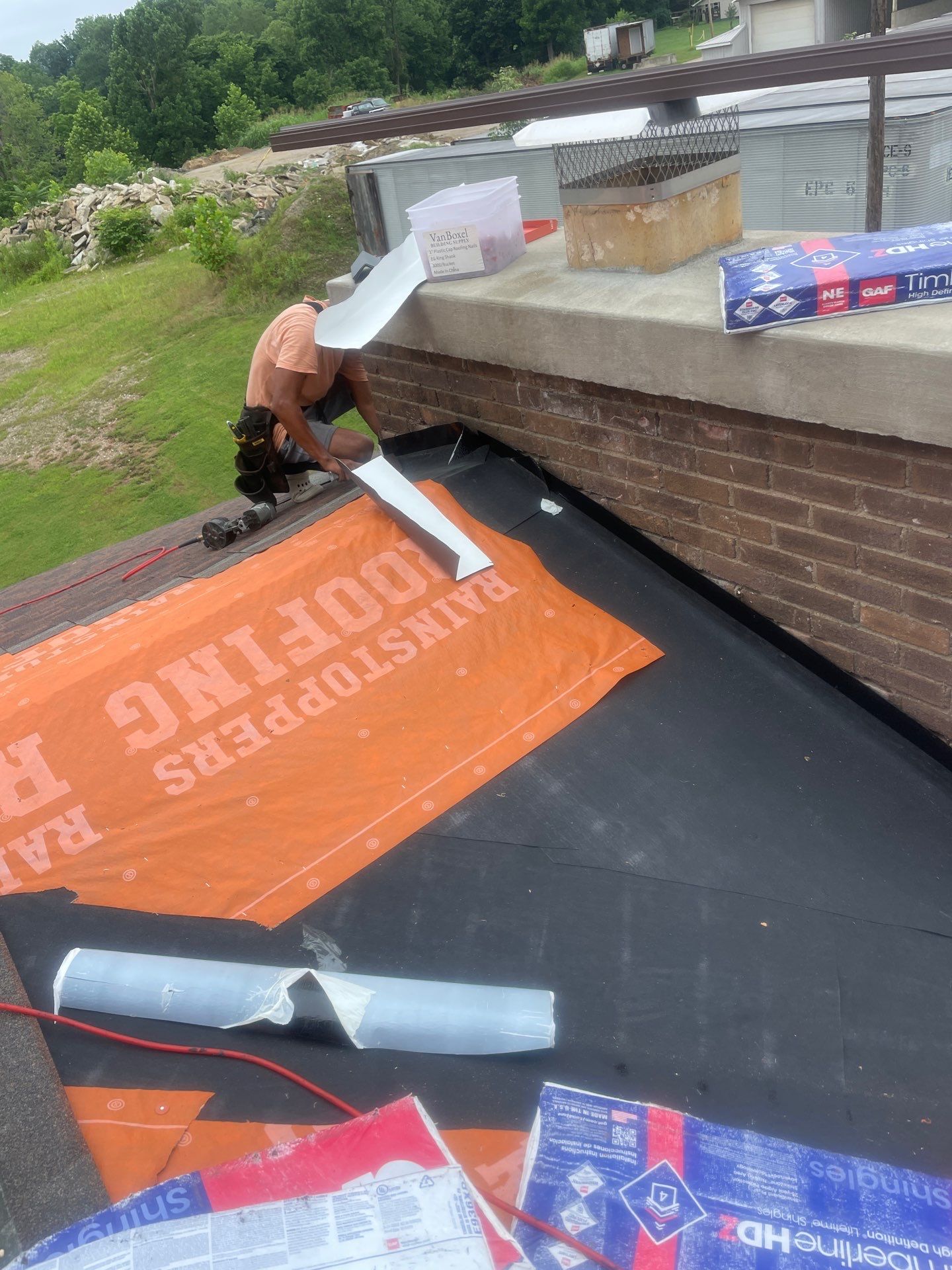 Residential Roofing Installation using GAF TImberline HDZ Hickory by Rainstoppers Roofing