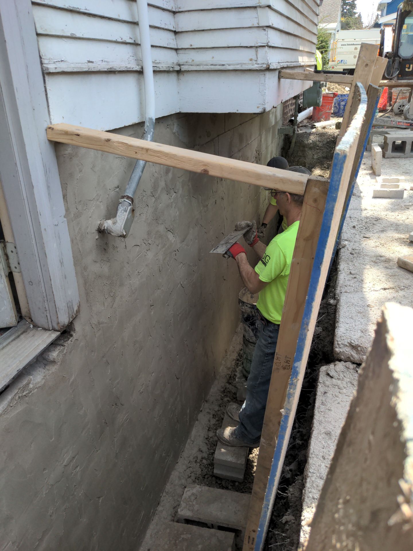 Basement Wall Rebuild with Exterior Waterproofing by Toledo Basement Repair