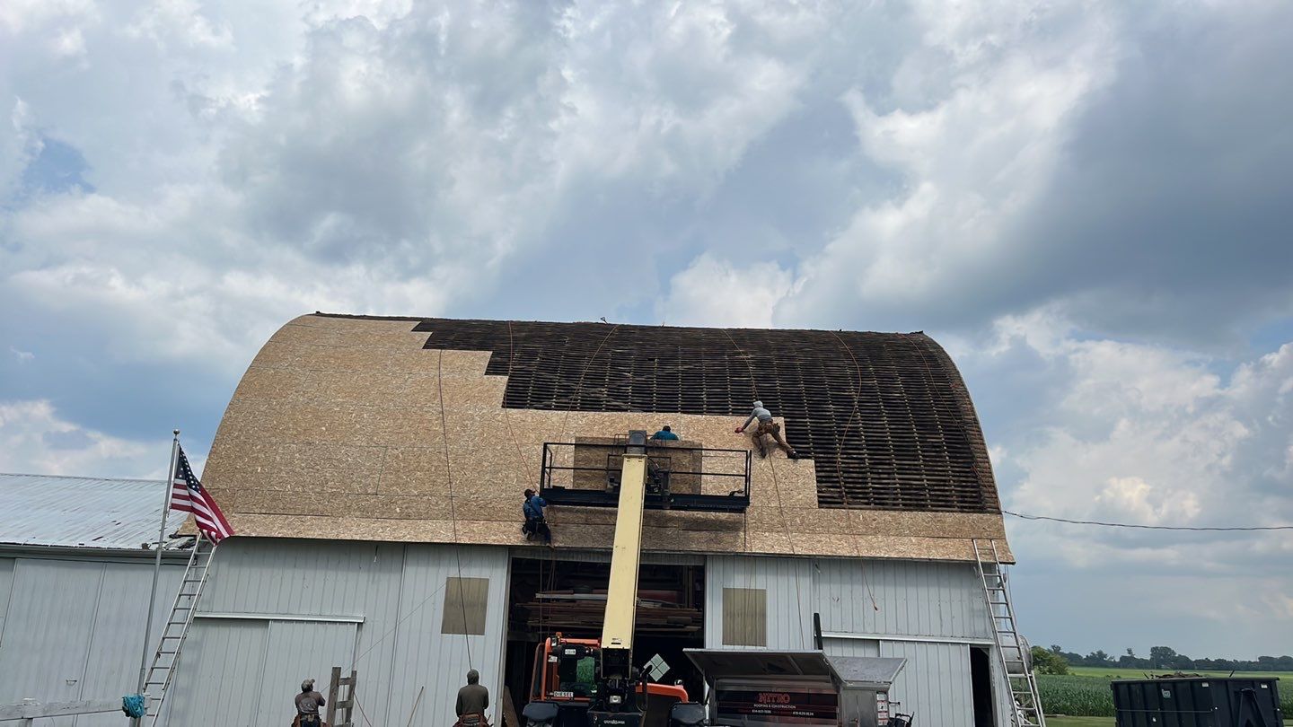 Barn Roofing Installation using GAF Timberline HDZ Charcoal by Nitro Roofing and Construction