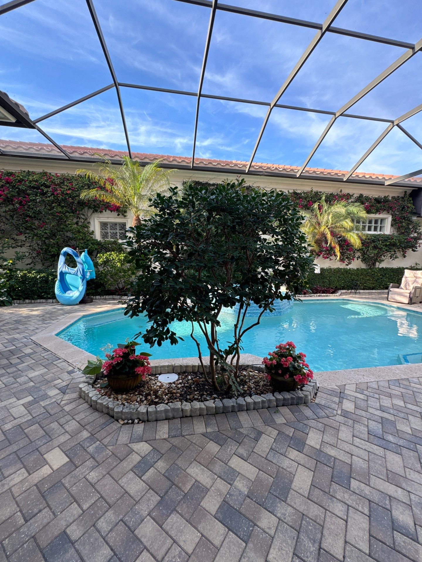 Pool Deck/Landscape/landscape lighting/pool coping/porcelain pavers/Pelican Marsh by Old Town Pavers Llc