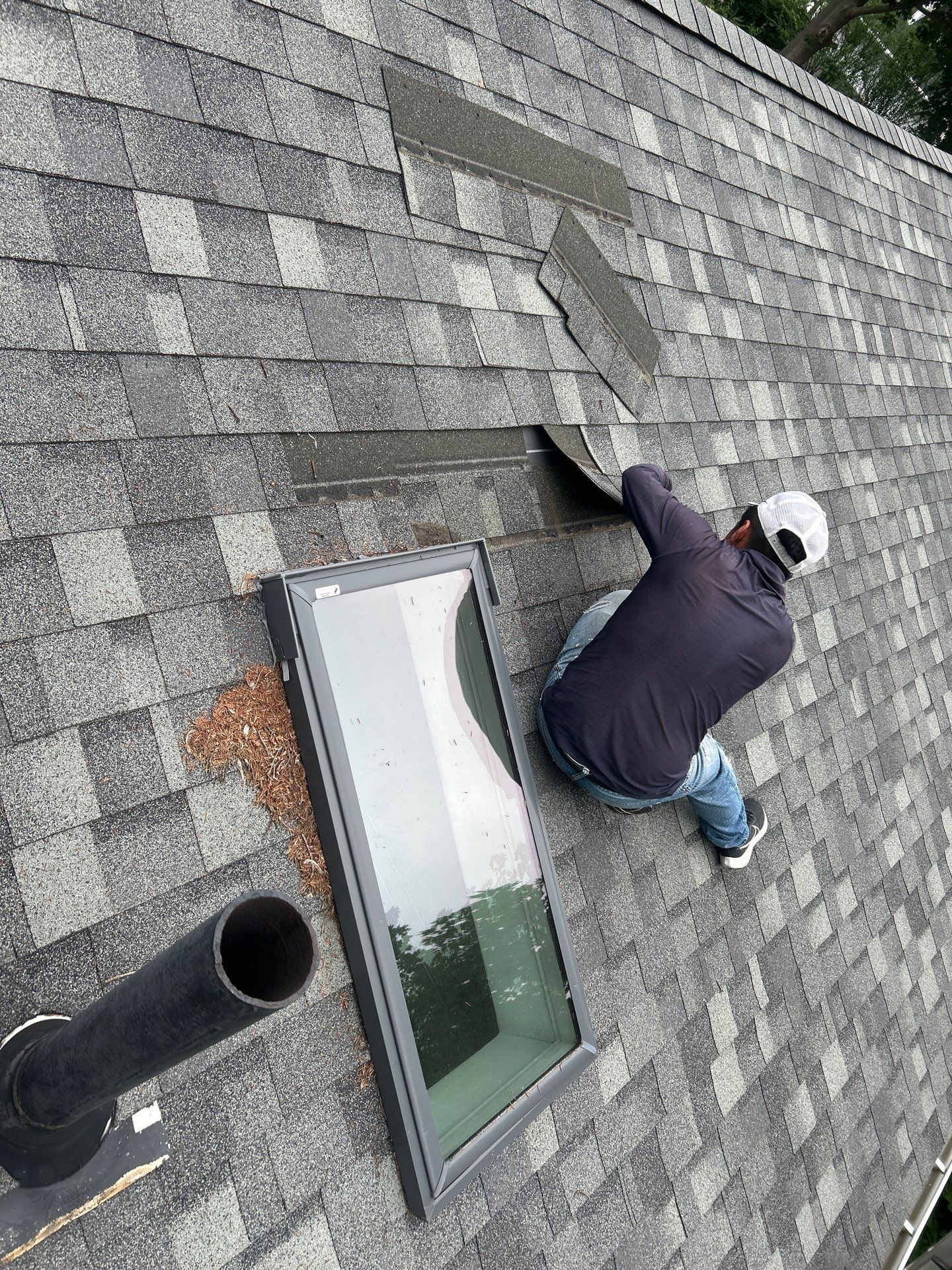 Skylight Leak Repair & Interior Restoration by Mighty Dog Roofing of Greater Middlesex County
