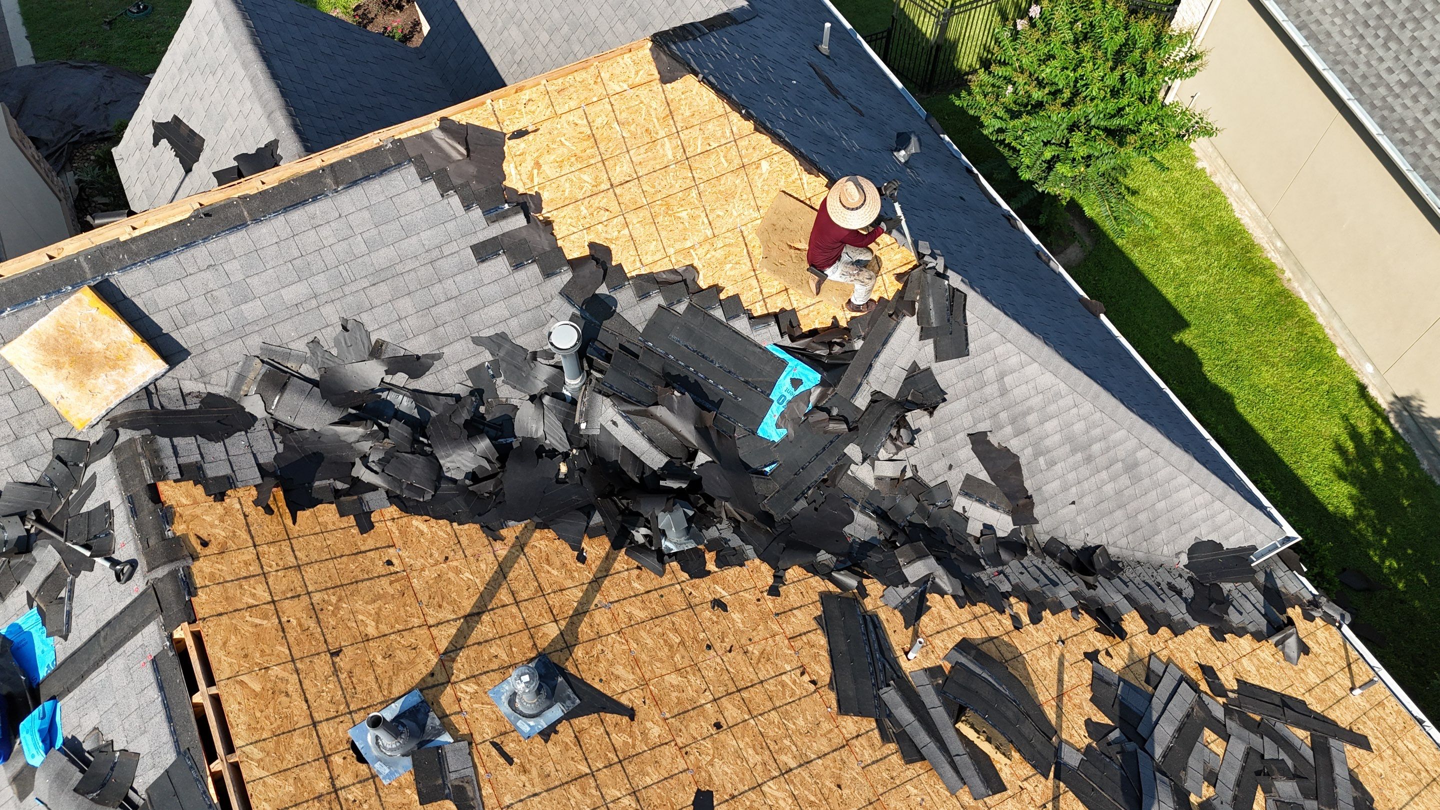Residential Roofing Installation using Certainteed Landmark after last year's tornado in Cypress by Core Four Roofing