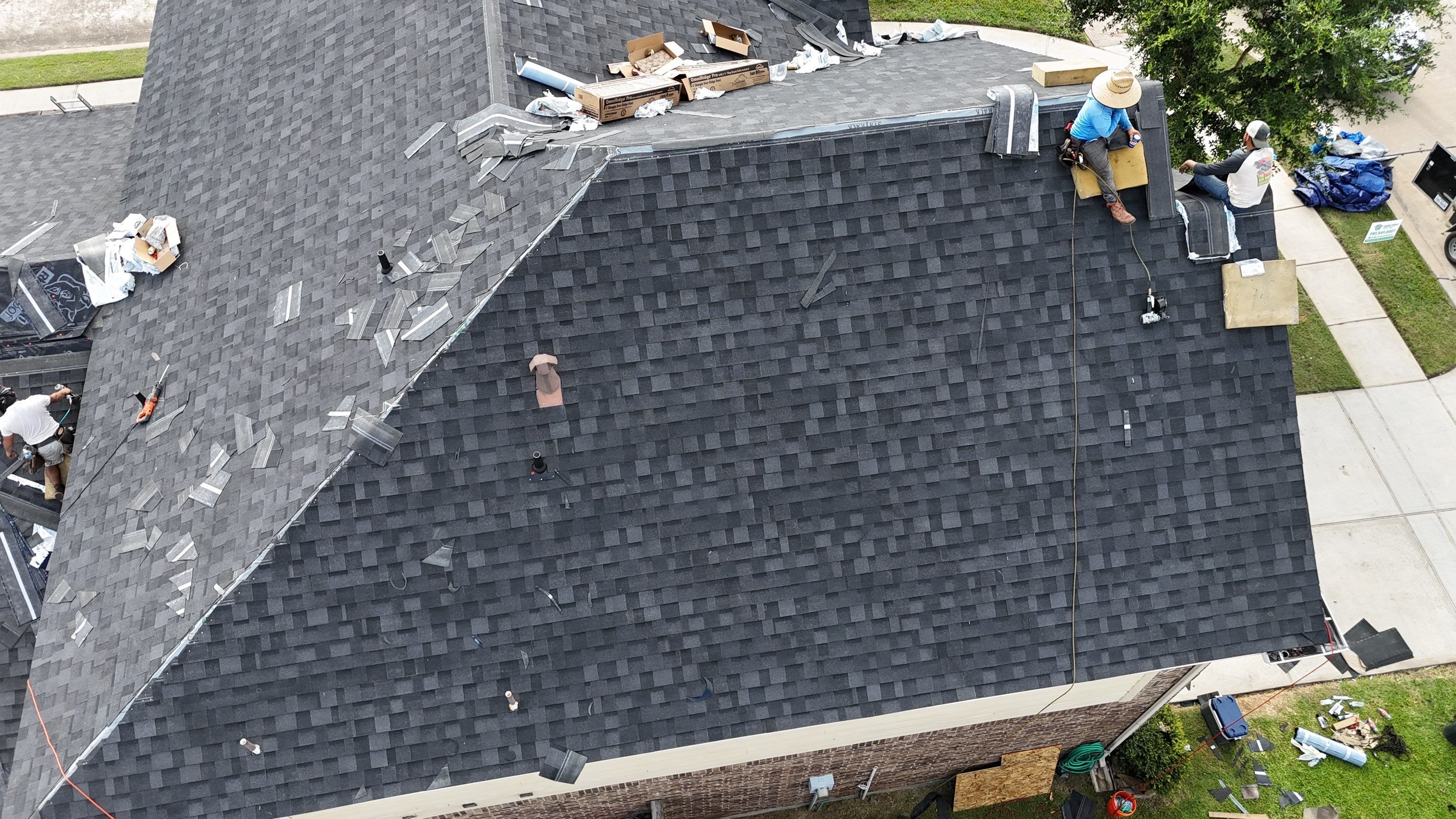 Residential Roofing Installation using IKO Dynasty after Storms in Cypress by Core Four Roofing