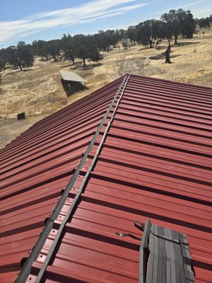 Metal roofing installation using PBR panel metal roofing material w/ accessories