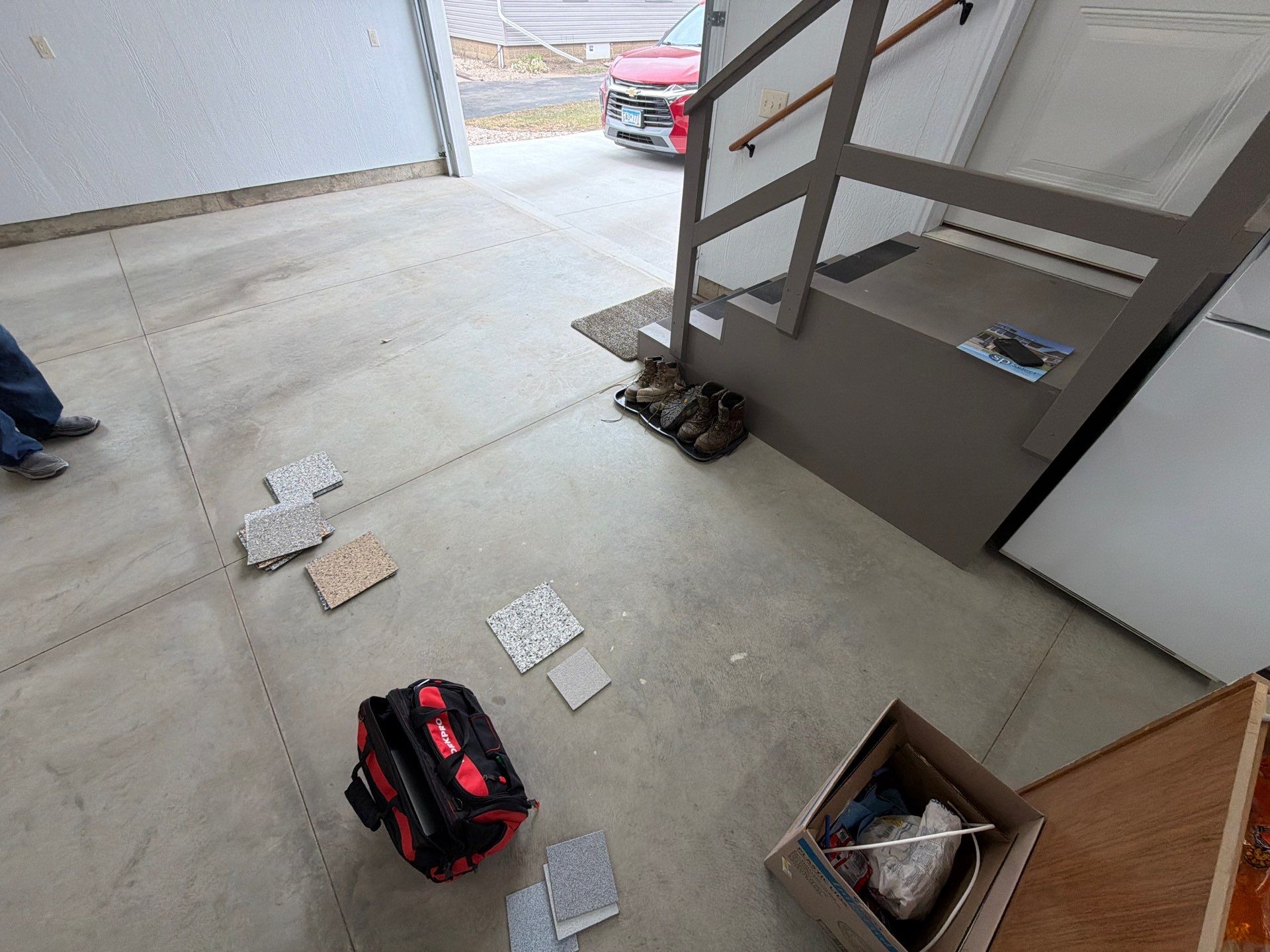 Speckled Epoxy Concrete Coating for Edgerton Garage Floor by Select Painting, Coatings & Garage Cabinets