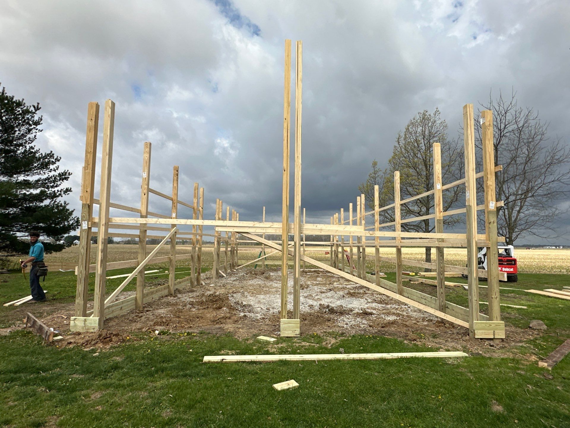 Multi-Bay Custom Pole Barn Construction in Arlington, Indiana by The Barn Builders 