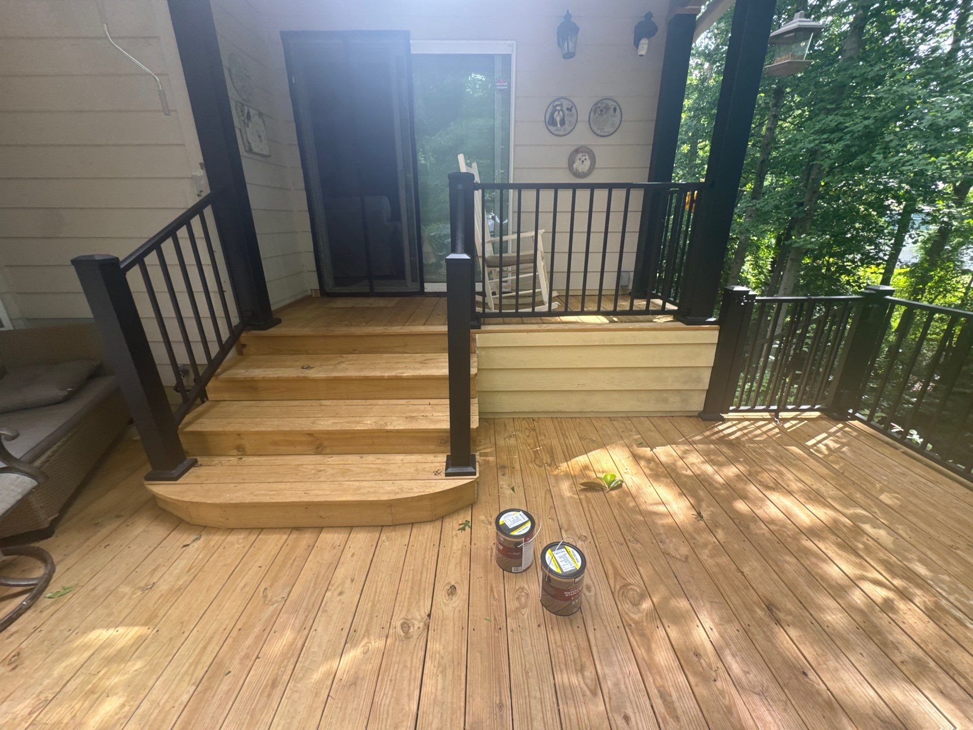 Multi-Level Wood Deck Staining and Restoration in Atlanta by Swift Home Renovations