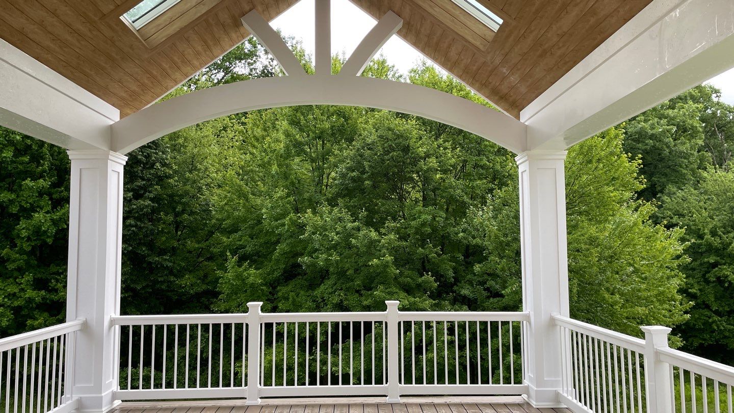 New Deck with A-Frame Style Roof by deck guardian