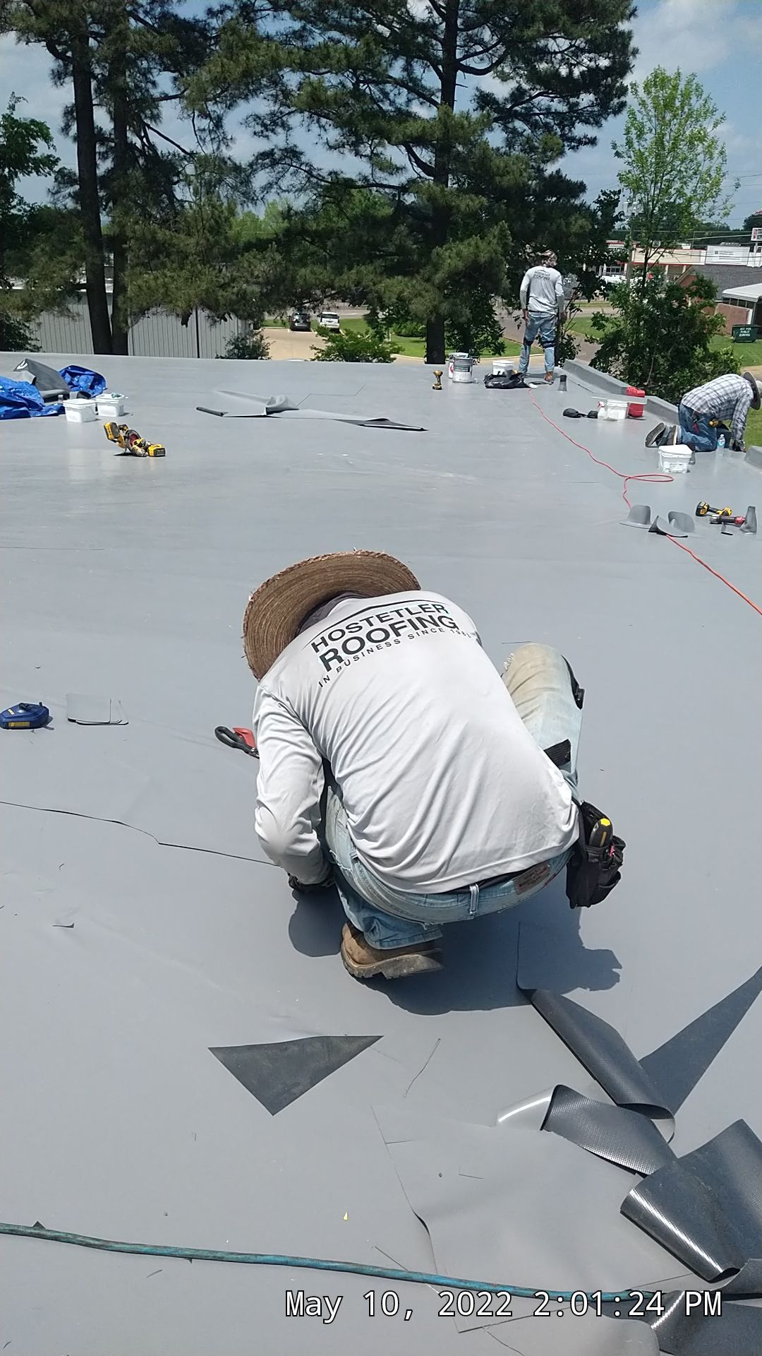 Commercial Roofing Installation using 50 mil PVC by Hostetler Roofing