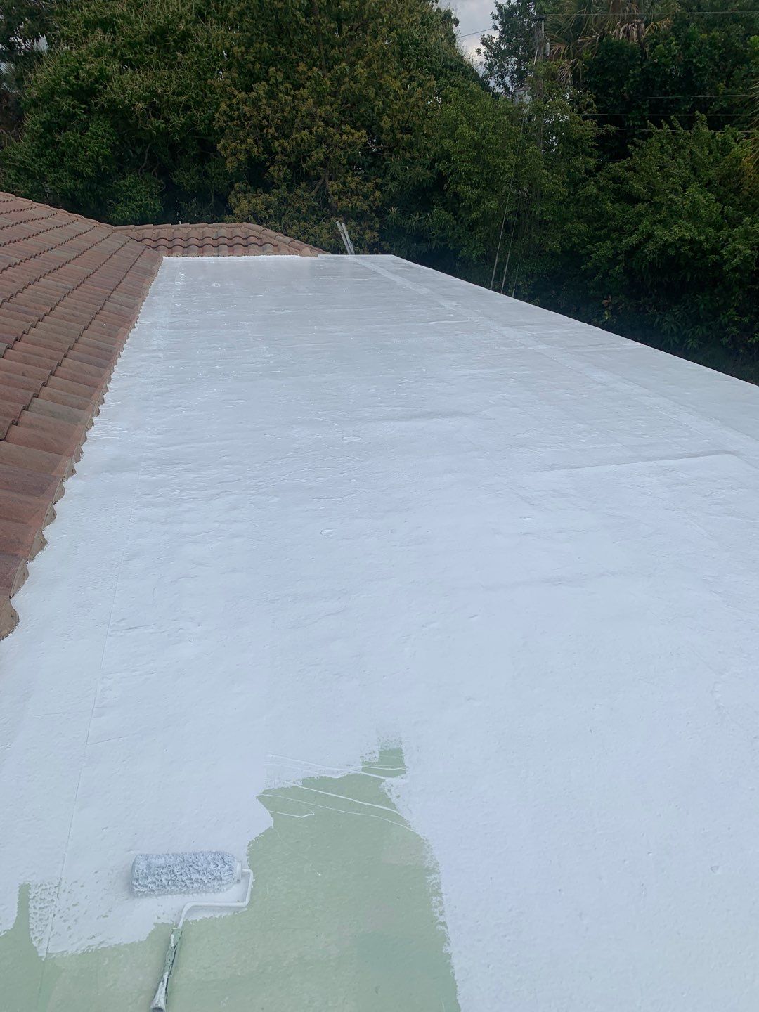 100% Silicone Roof Coating Repair using Tropical #924 Silicone Roof Coating by Morton Roofing, Inc.