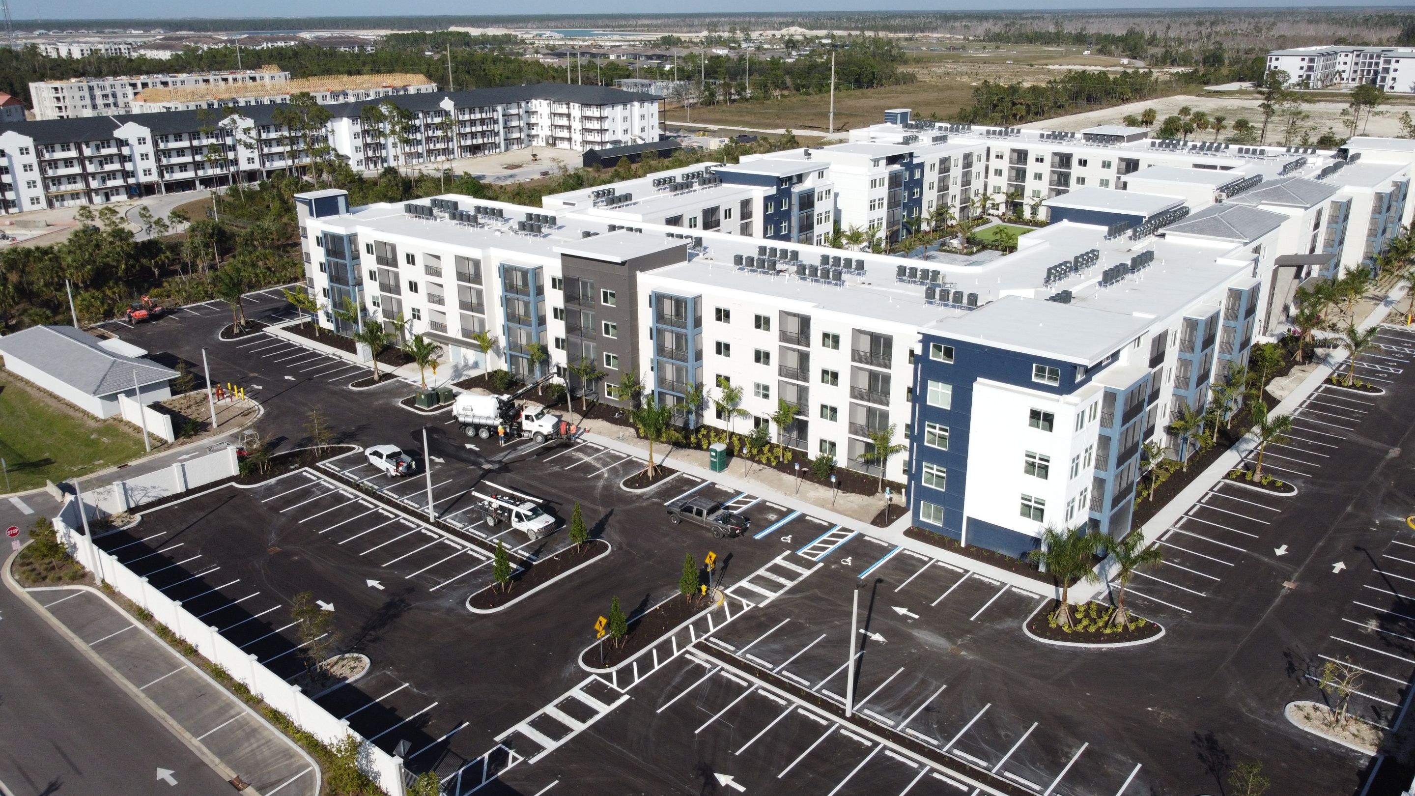 New Construction Apartment Complex Stormwater System and Sewer System Cleaning by Don Mar, Inc. Storm Water Solutions