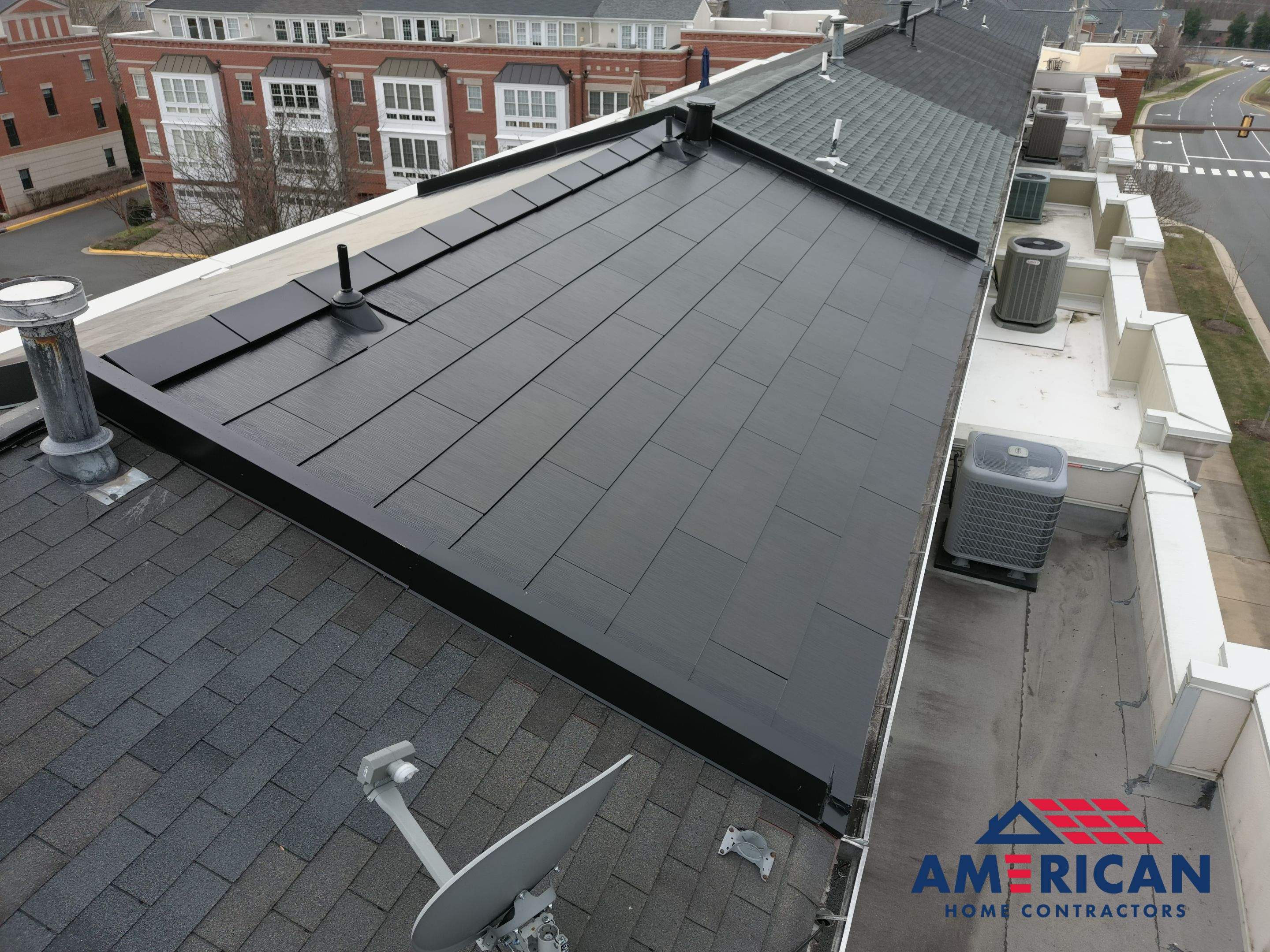 Tesla Solar Roof on a Townhouse in Reston, VA by American Home Contractors