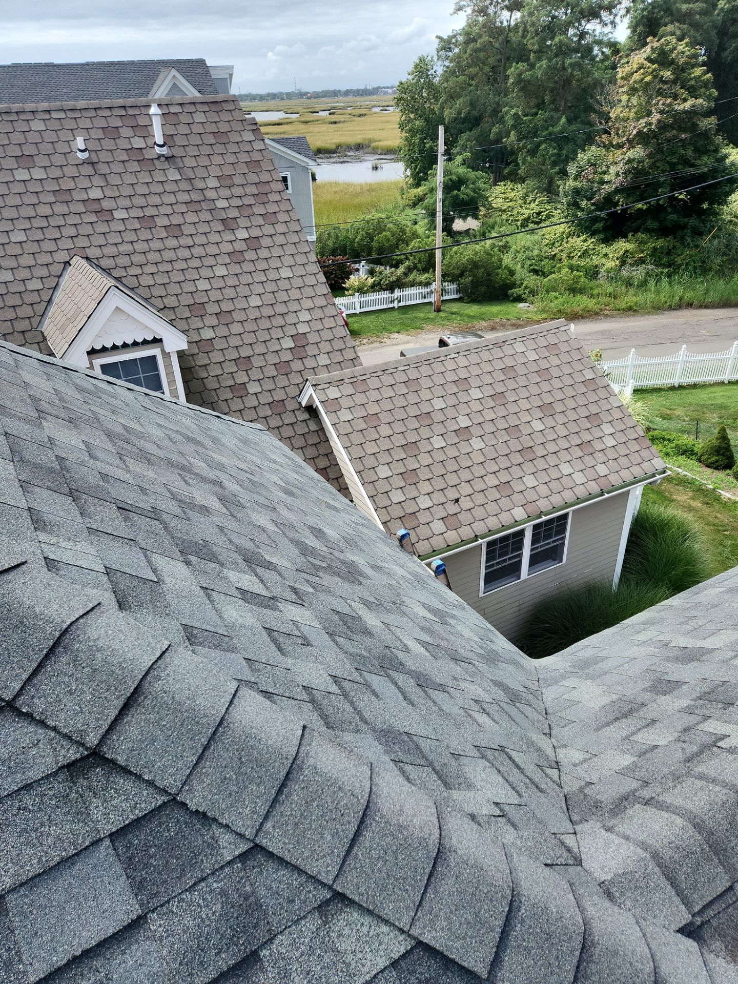 Residential Roofing Installation using Owens Corning TruDefinition Duration - Estate Gray & Flagstone Cedar Impressions by A Plus Exterior